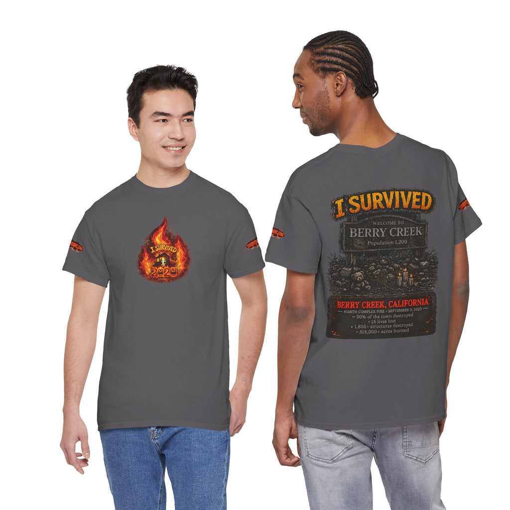 I Survived 2020 — WILDFIRES S2:E1: Director's Cut Special Edition "Berry Creek" Memorial Unisex Heavy Cotton Tee