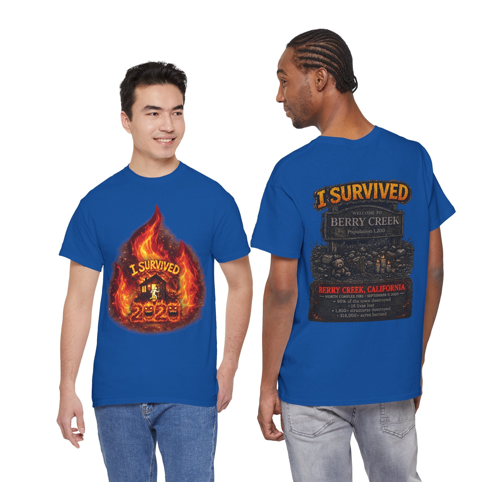 I Survived 2020 — Director's Cut S2:E1 "Berry Creek" | Wildfire Edition Memorial Unisex Heavy Cotton Tee