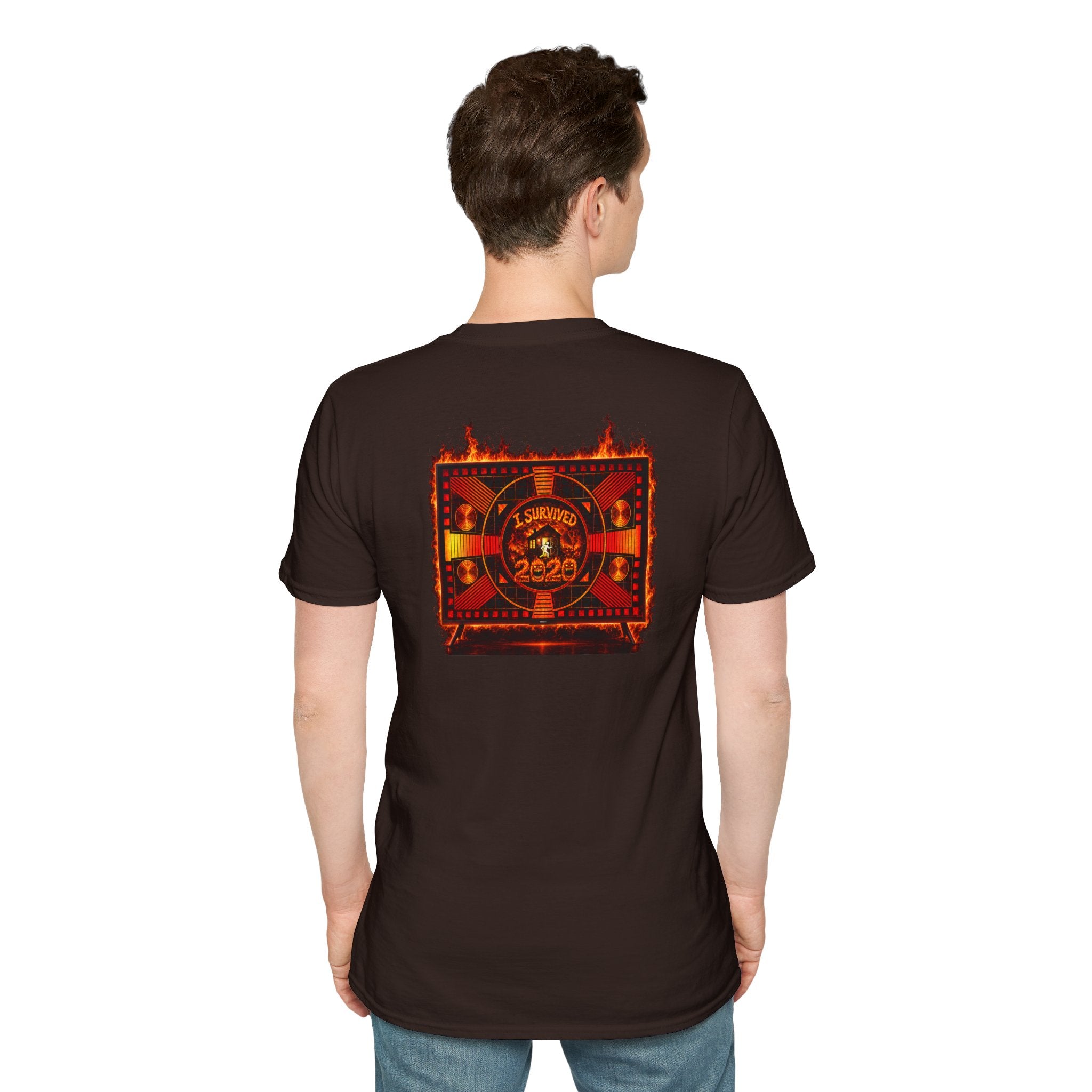 I Survived 2020 — "Please Stand By" Test Pattern Tee Wildfire Signal Edition Summer Premiere Unisex Softstyle T-Shirt