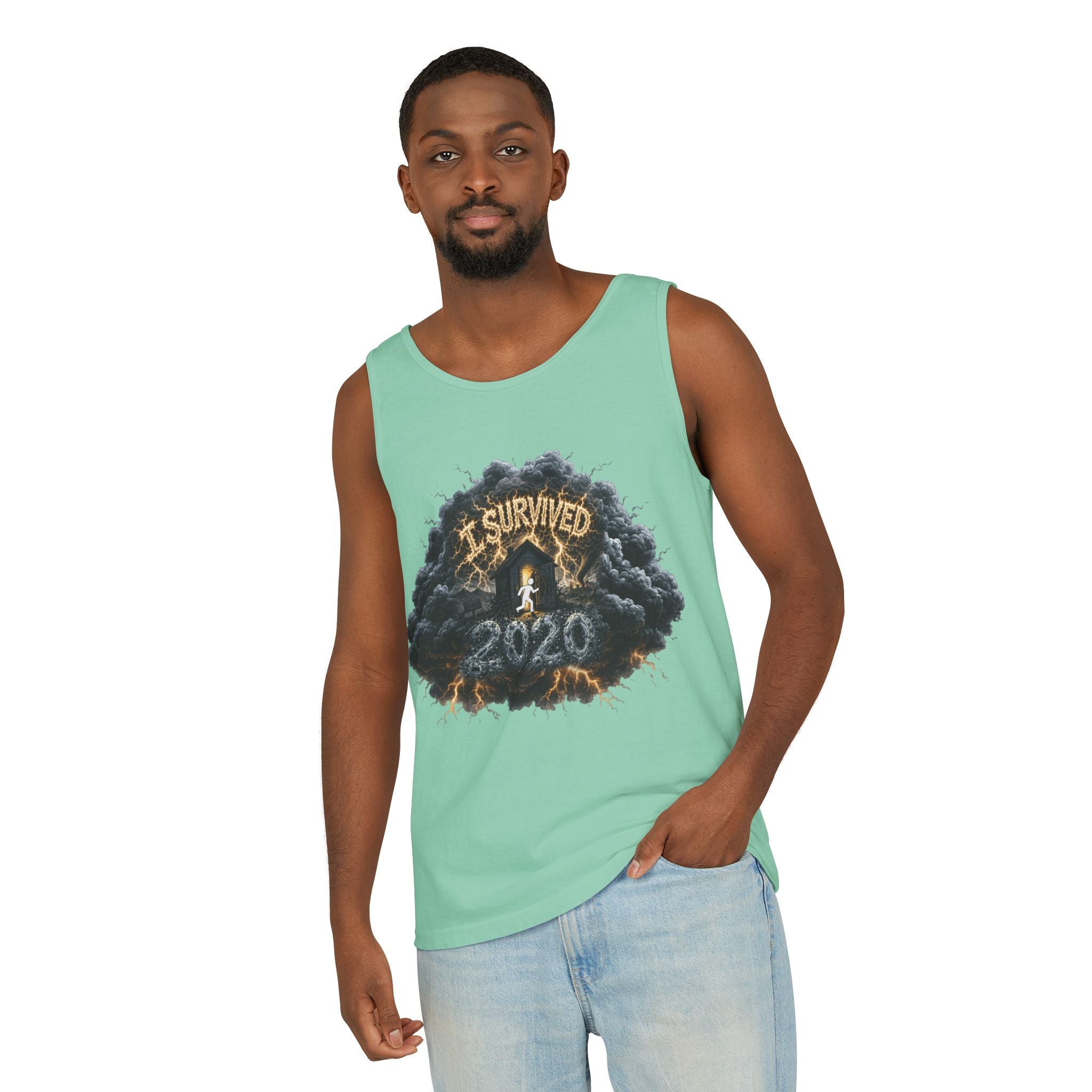 I Survived 2020 — Director's Cut Original Design Teaser Tee | Season 1 Premiere Drop Unisex Garment-Dyed Tank Top