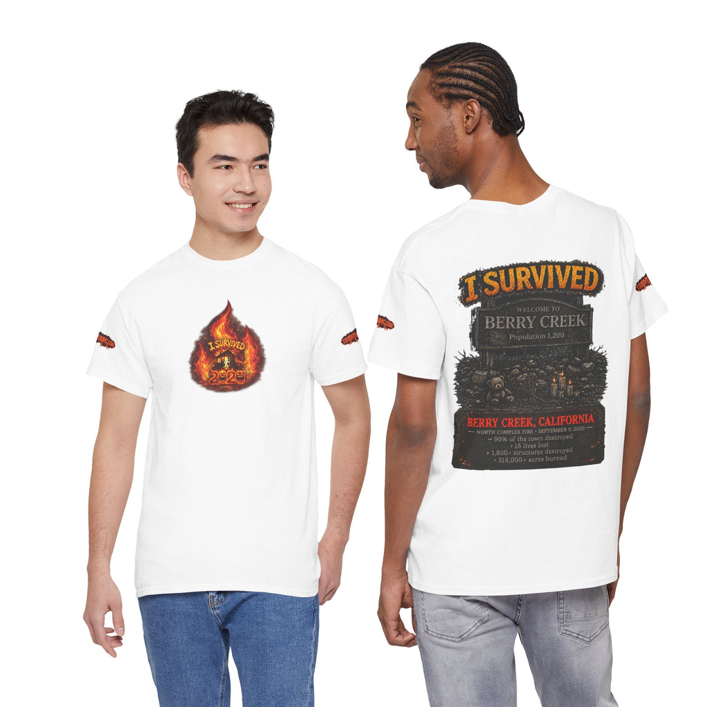 I Survived 2020 — WILDFIRES S2:E1: Director's Cut Special Edition "Berry Creek" Memorial Unisex Heavy Cotton Tee