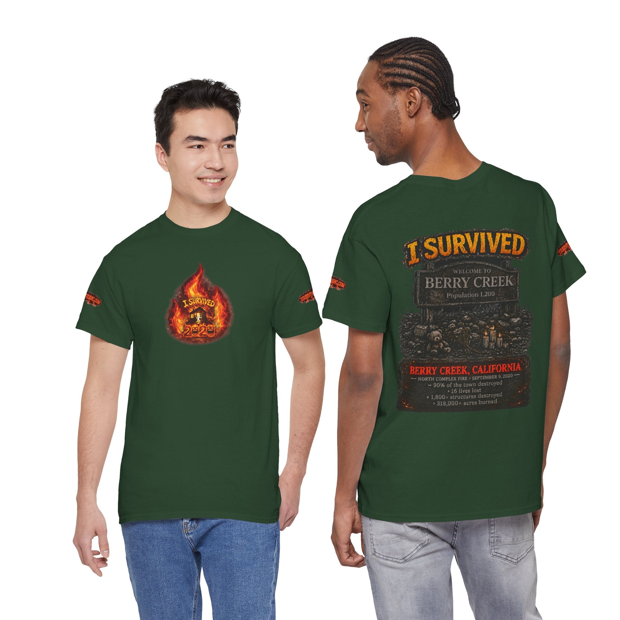 I Survived 2020 — WILDFIRES S2:E1: Director's Cut Special Edition "Berry Creek" Memorial Unisex Heavy Cotton Tee