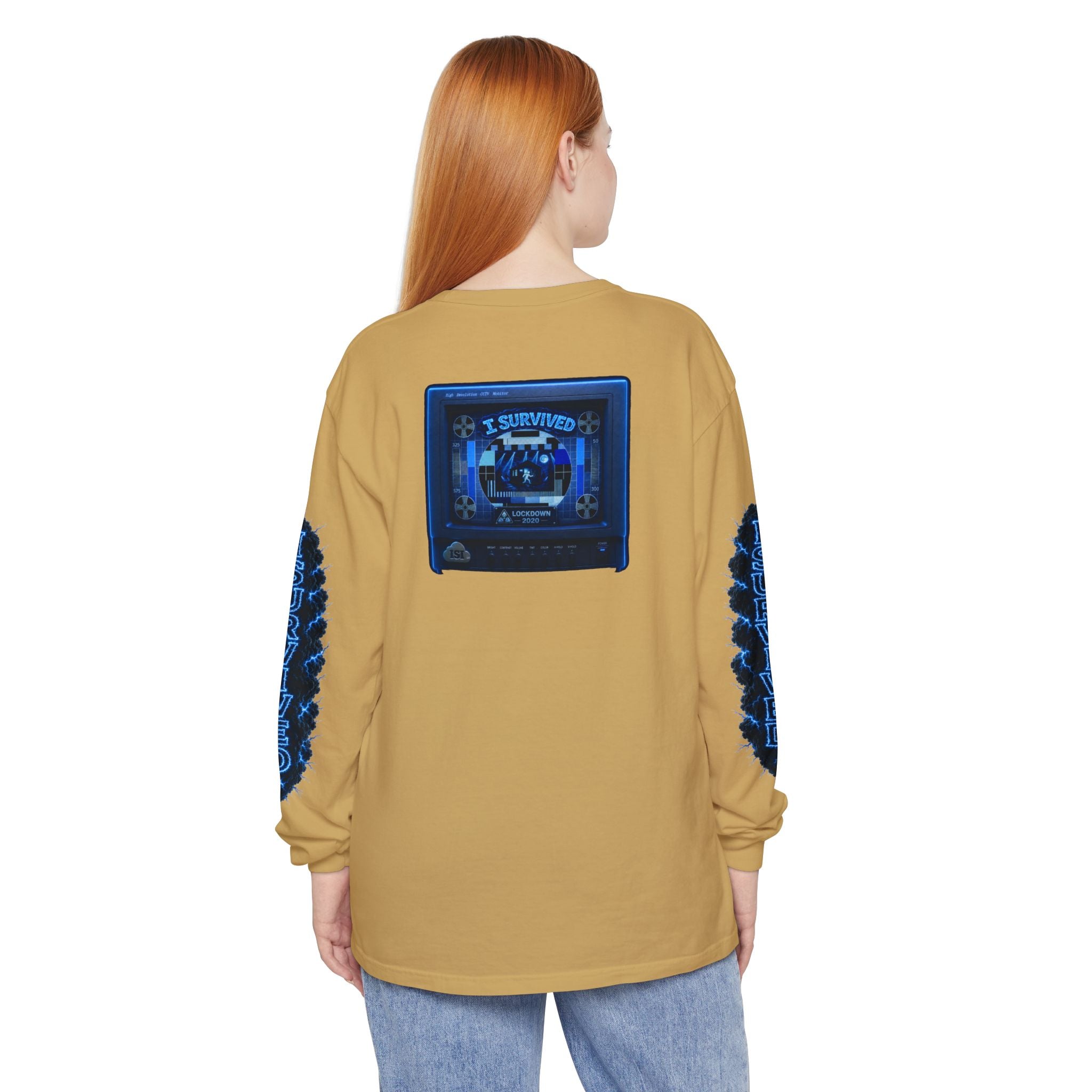 I Survived 2020 — "Please Stand By" Test Pattern Tee Lockdown Special Edition Summer Exclusive Unisex Garment-Dyed Long Sleeve T-Shirt