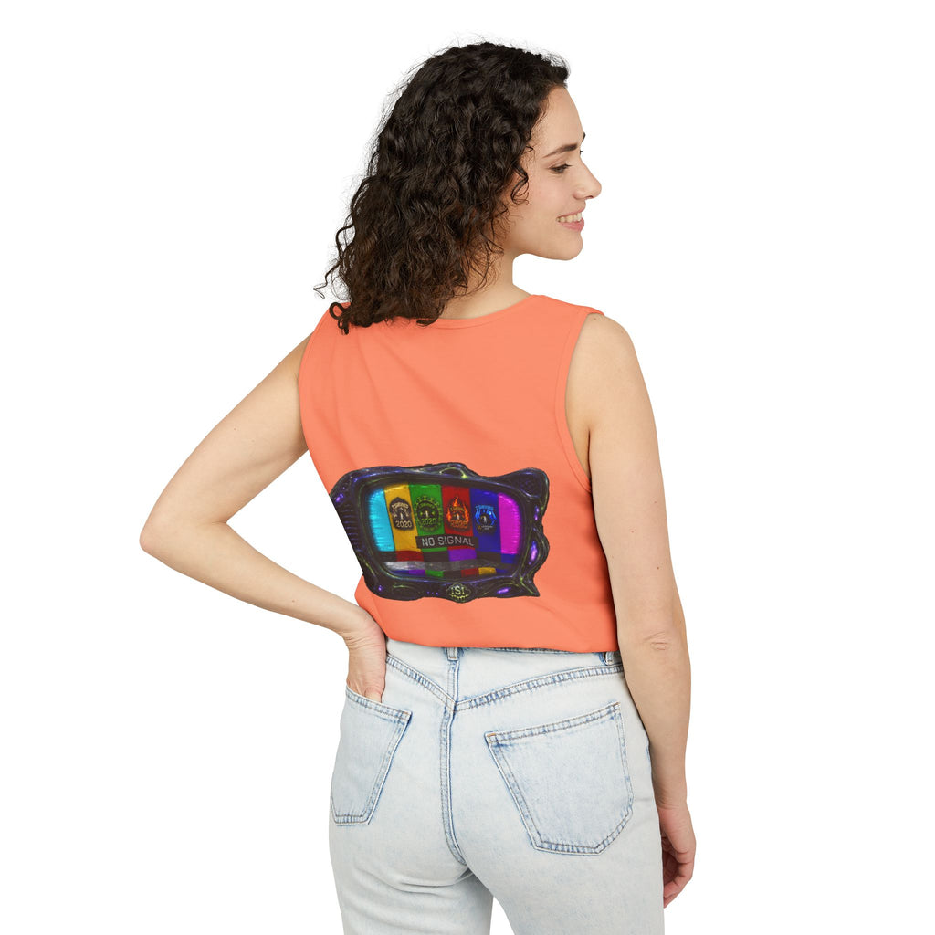 I Survived 2020 — "No Signal" Test Pattern Tee Alien Broadcast Finale Summer Premiere Unisex Garment-Dyed Tank Top