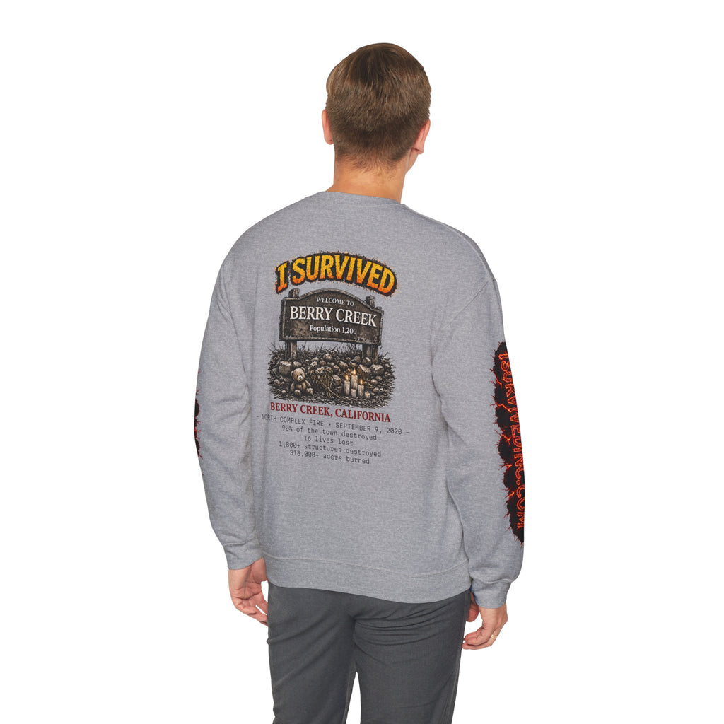 I Survived 2020 — S2:E1 "Berry Creek" | Wildfire Edition Memorial Unisex Heavy Blend™ Crewneck Sweatshirt