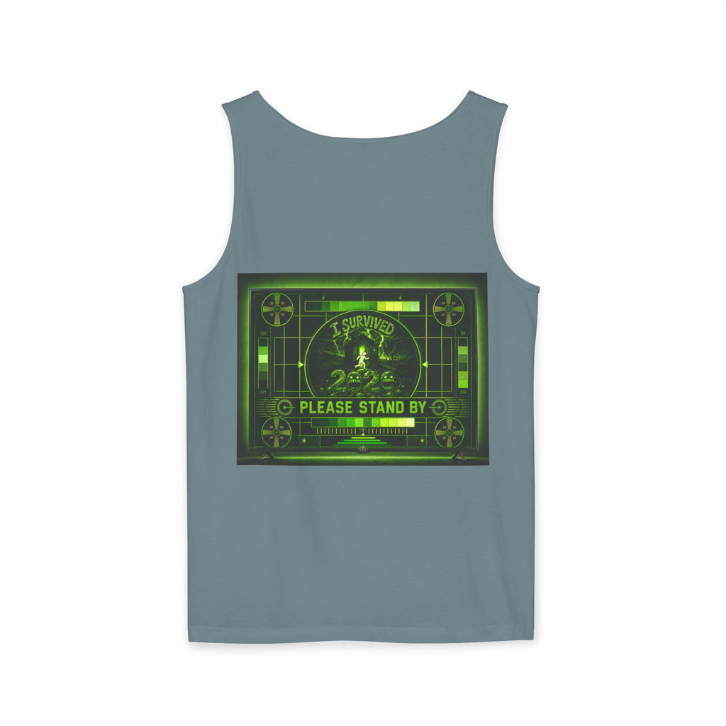 I Survived 2020 — "Please Stand By" Test Pattern Toxic Signal Tee Summer Premiere Unisex Garment-Dyed Tank Top