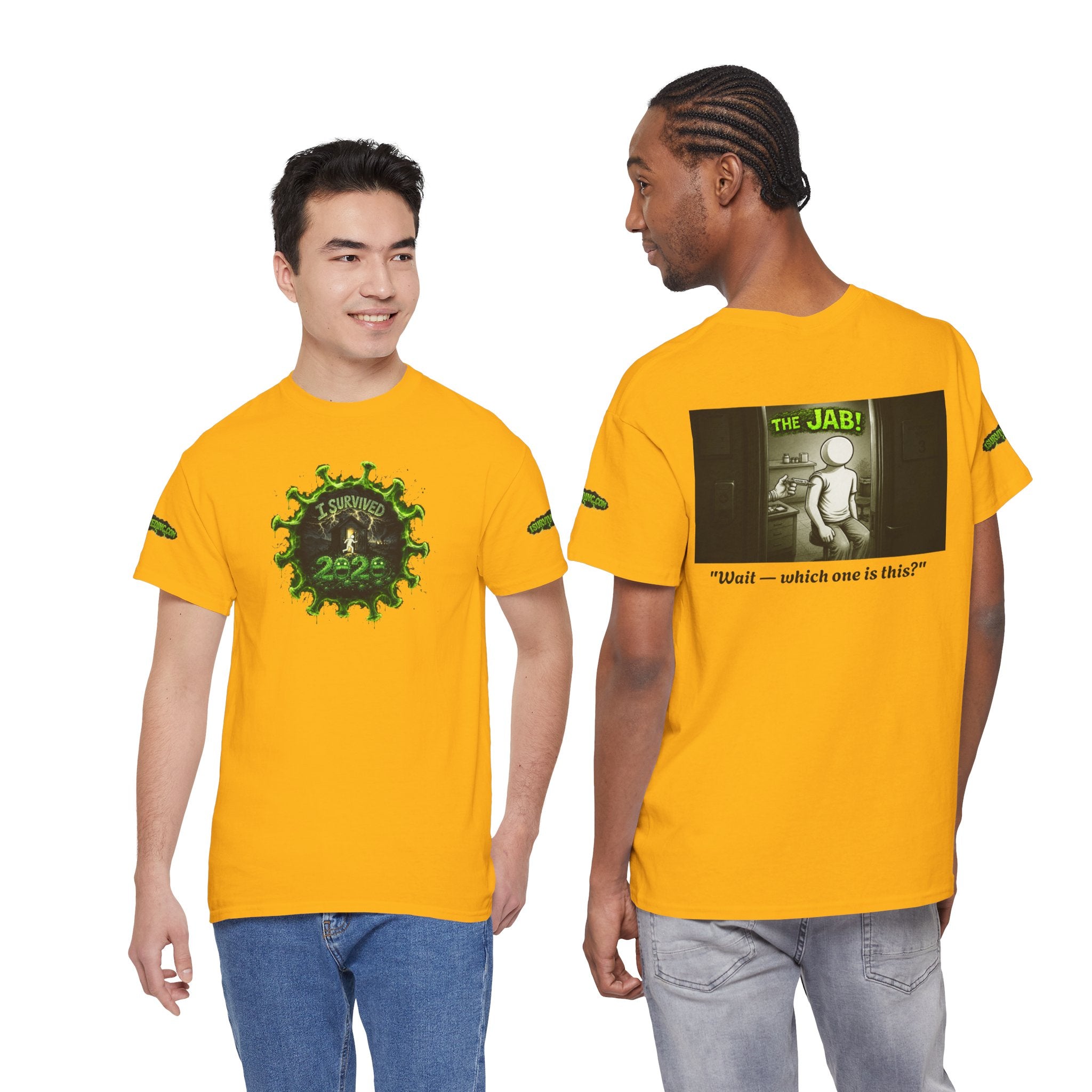 I Survived 2020 — PANDEMIC S1:E3: Director's Cut Special Edition "The Jab!" Unisex Heavy Cotton Tee
