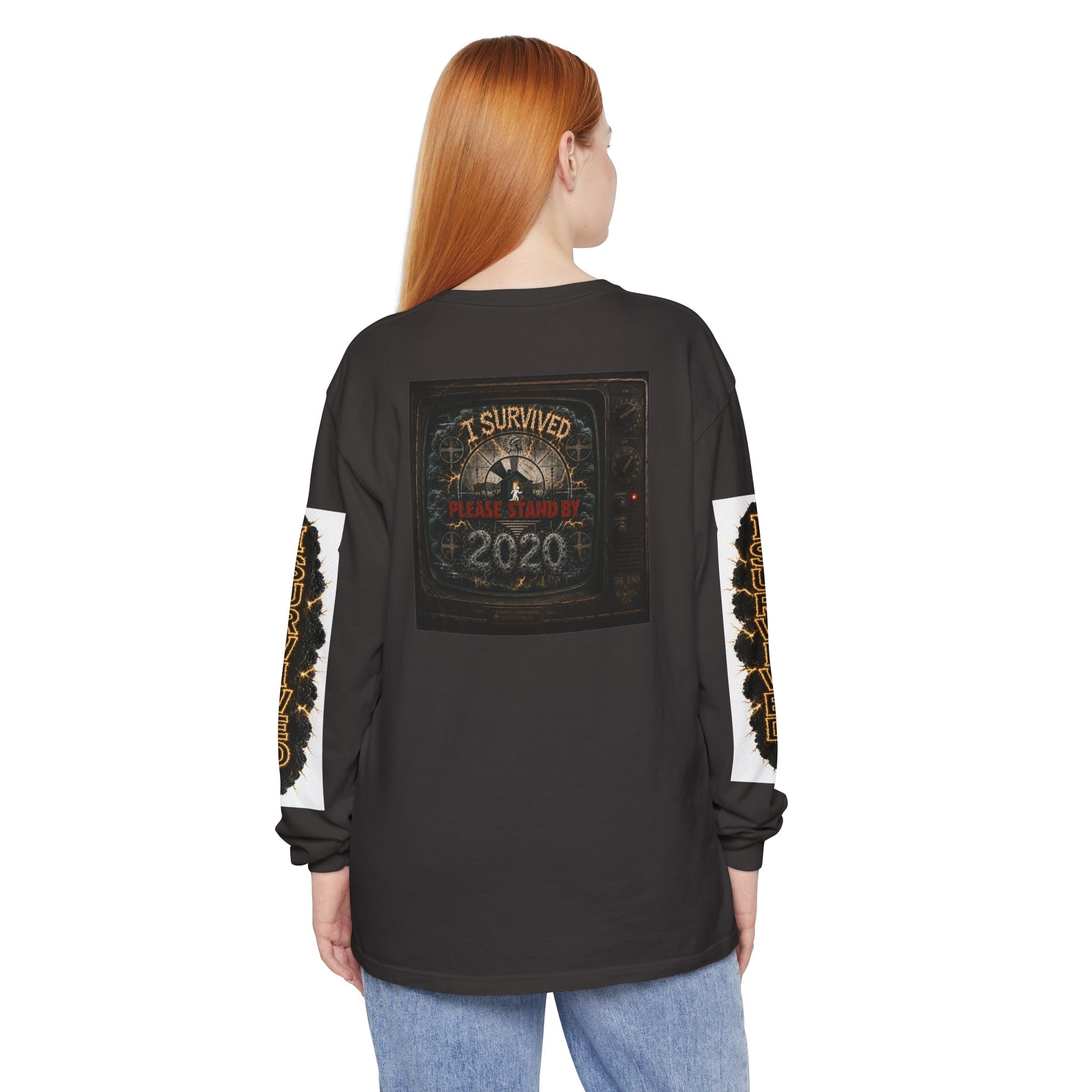 I Survived 2020 — "Please Stand By" Test Pattern Tee Special Edition Summer Premier Unisex Garment-Dyed Long Sleeve T-Shirt