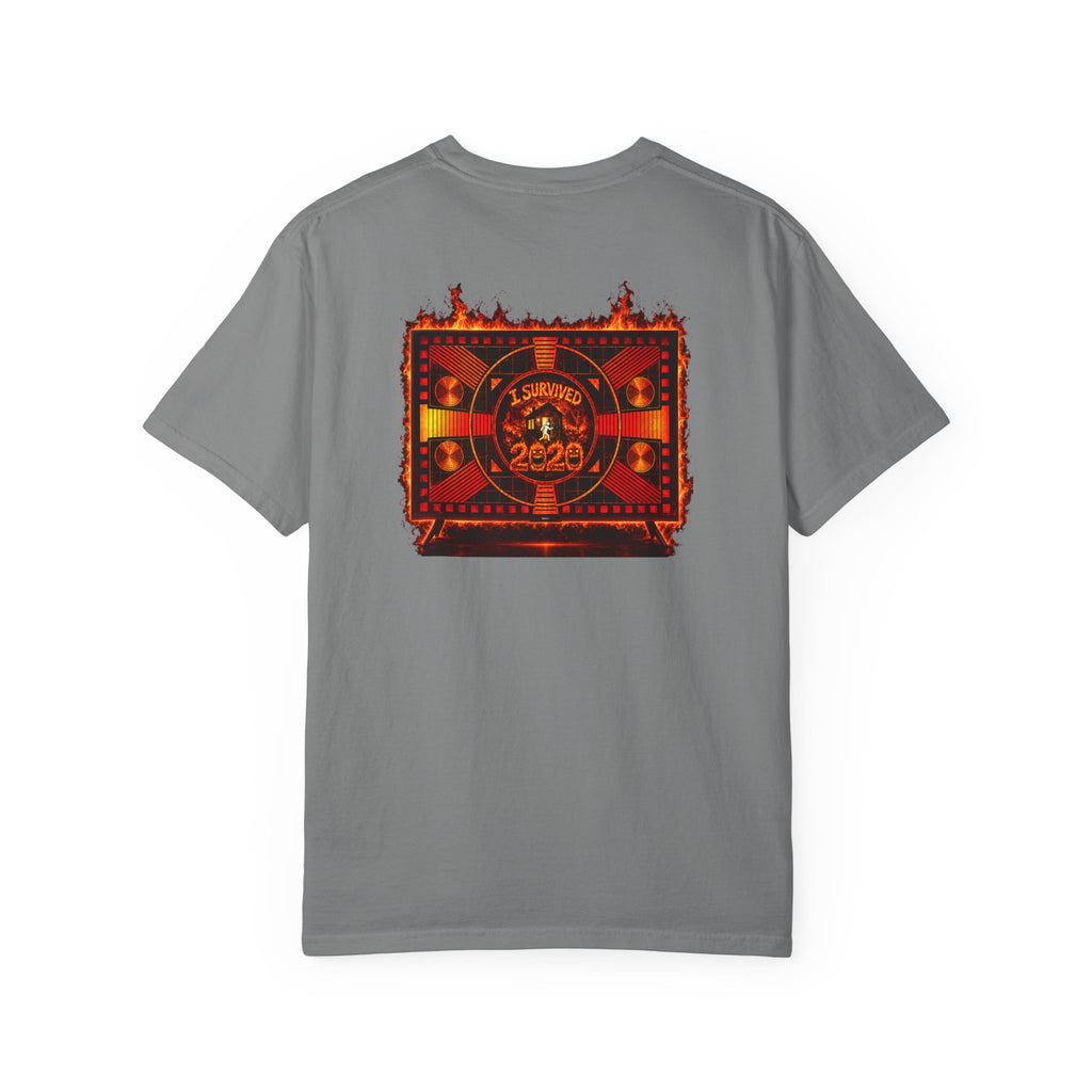 I Survived 2020 — "Please Stand By" Test Pattern Tee Wildfire Signal Edition Summer Premiere Unisex Garment-Dyed T-shirt