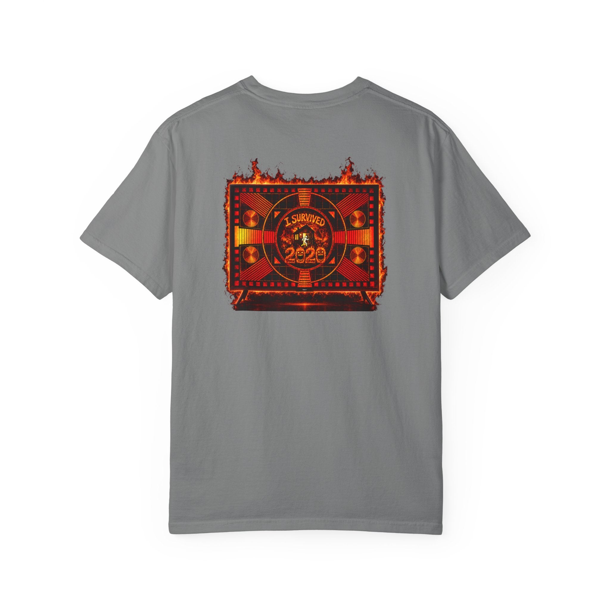 I Survived 2020 — "Please Stand By" Test Pattern Tee Wildfire Signal Edition Summer Premiere Unisex Garment-Dyed T-shirt