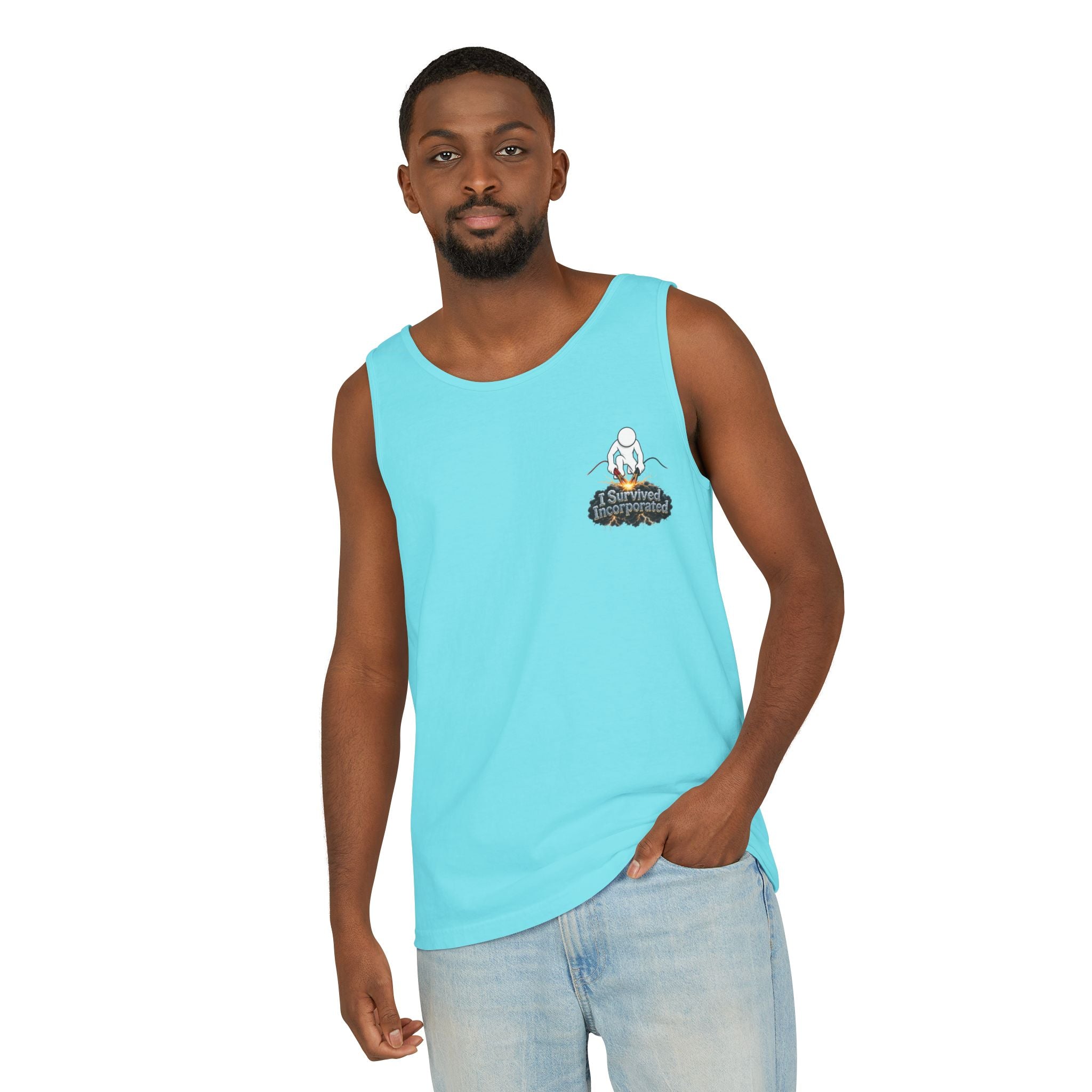 I Survived 2020 — "Please Stand By" Test Pattern Tee Summer Premier  Unisex Garment-Dyed Tank Top