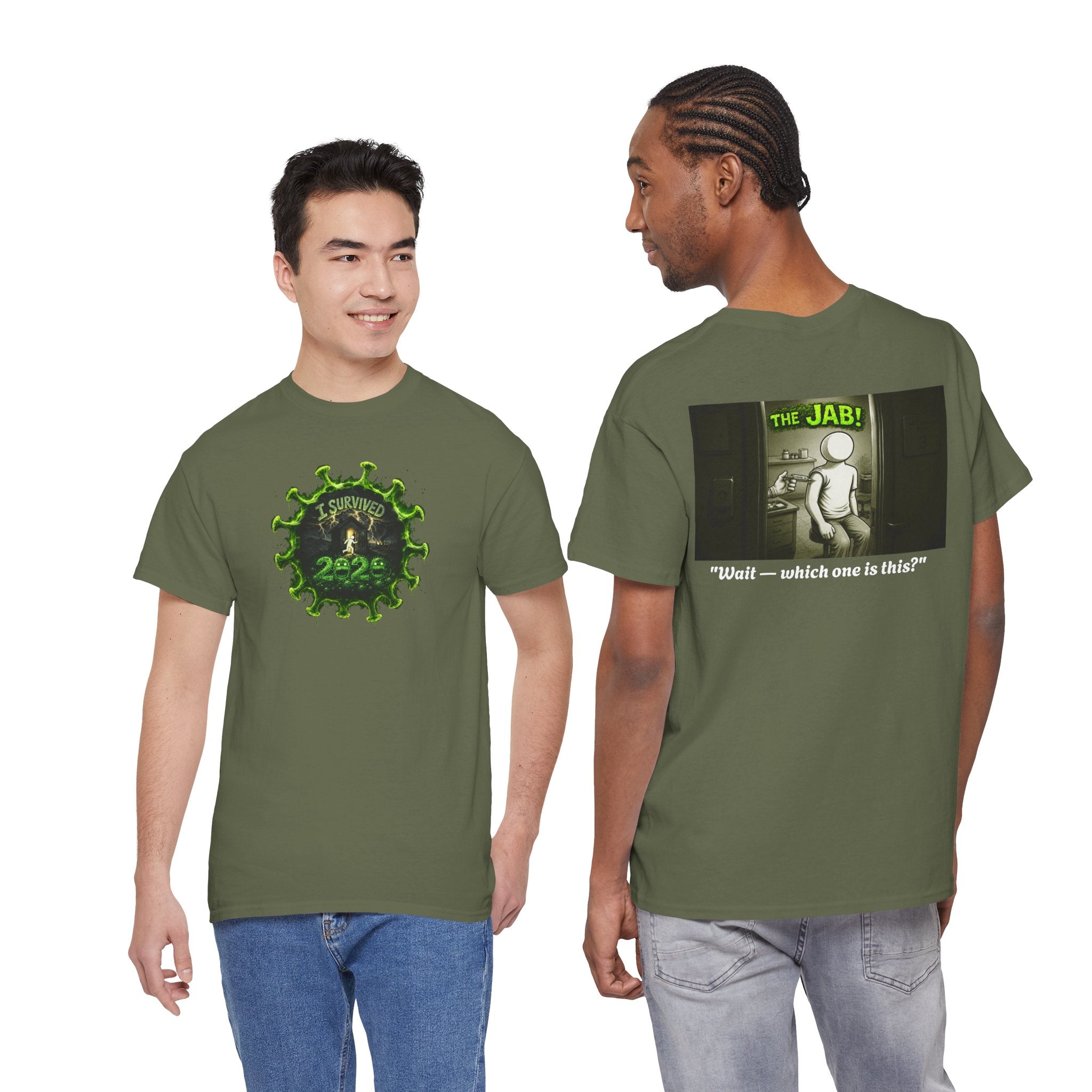 I Survived 2020 — PANDEMIC S1:E3: Director's Cut "The Jab!" Unisex Heavy Cotton Tee