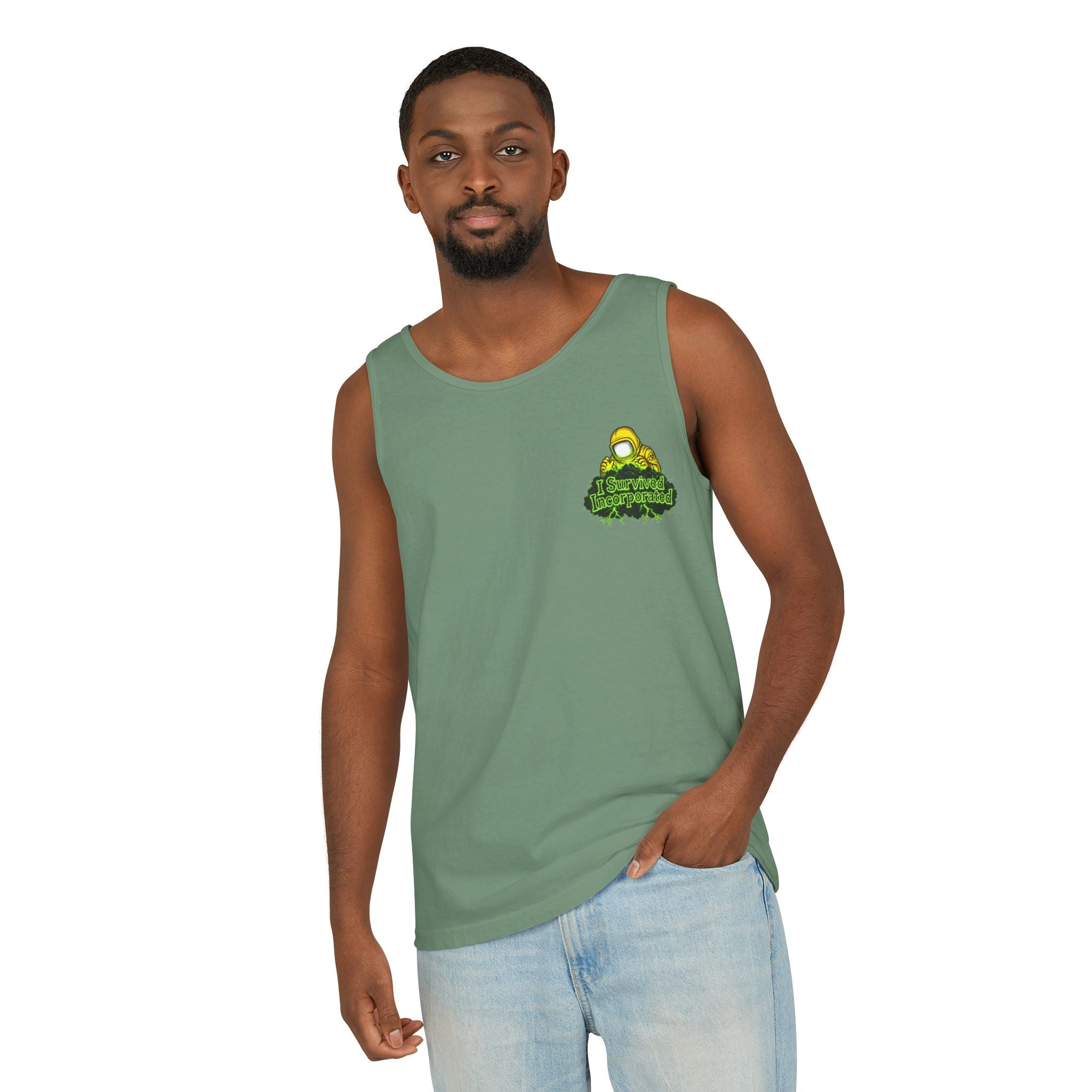 I Survived 2020 — "Please Stand By" Test Pattern Toxic Signal Tee Summer Premiere Unisex Garment-Dyed Tank Top