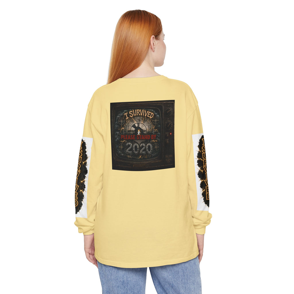 I Survived 2020 — "Please Stand By" Test Pattern Tee Special Edition Summer Premier Unisex Garment-Dyed Long Sleeve T-Shirt