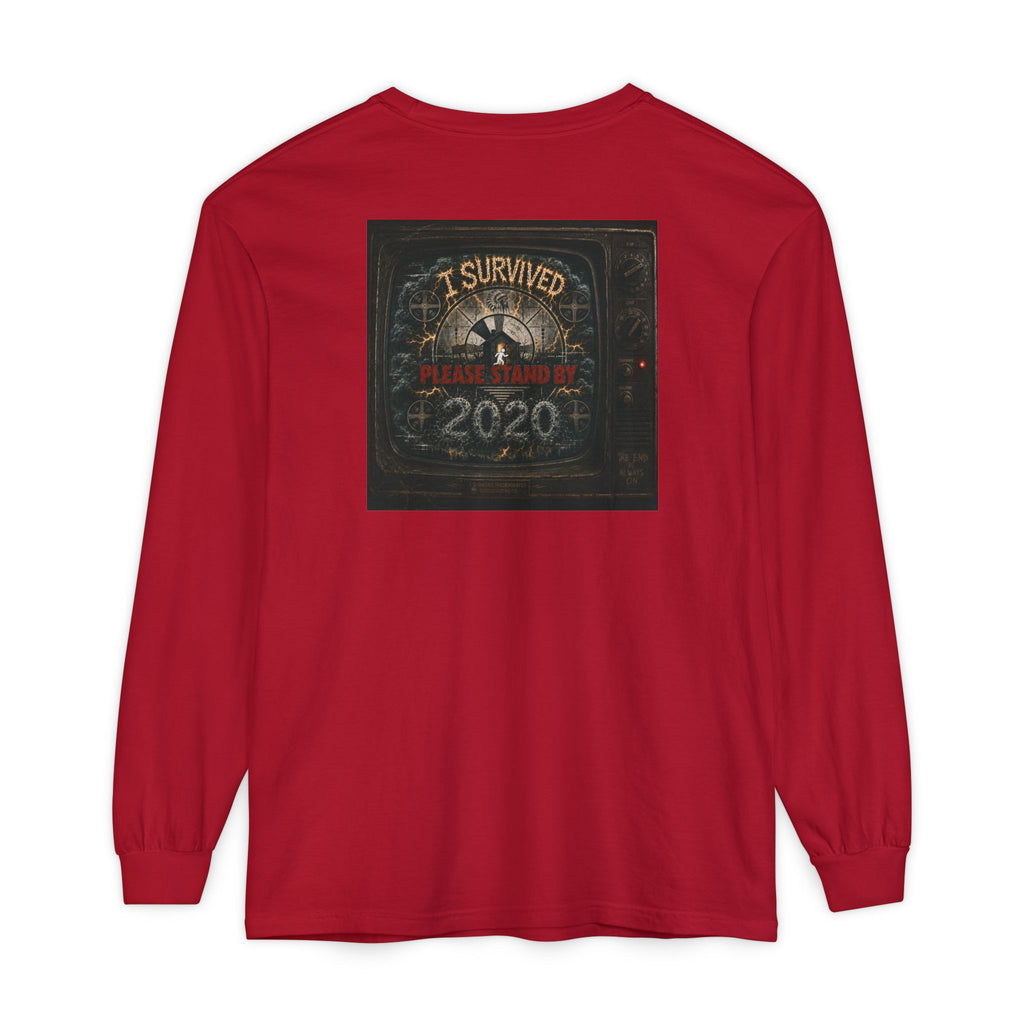 I Survived 2020 — "Please Stand By" Test Pattern Tee Summer Premier Unisex Garment-Dyed Long Sleeve T-Shirt