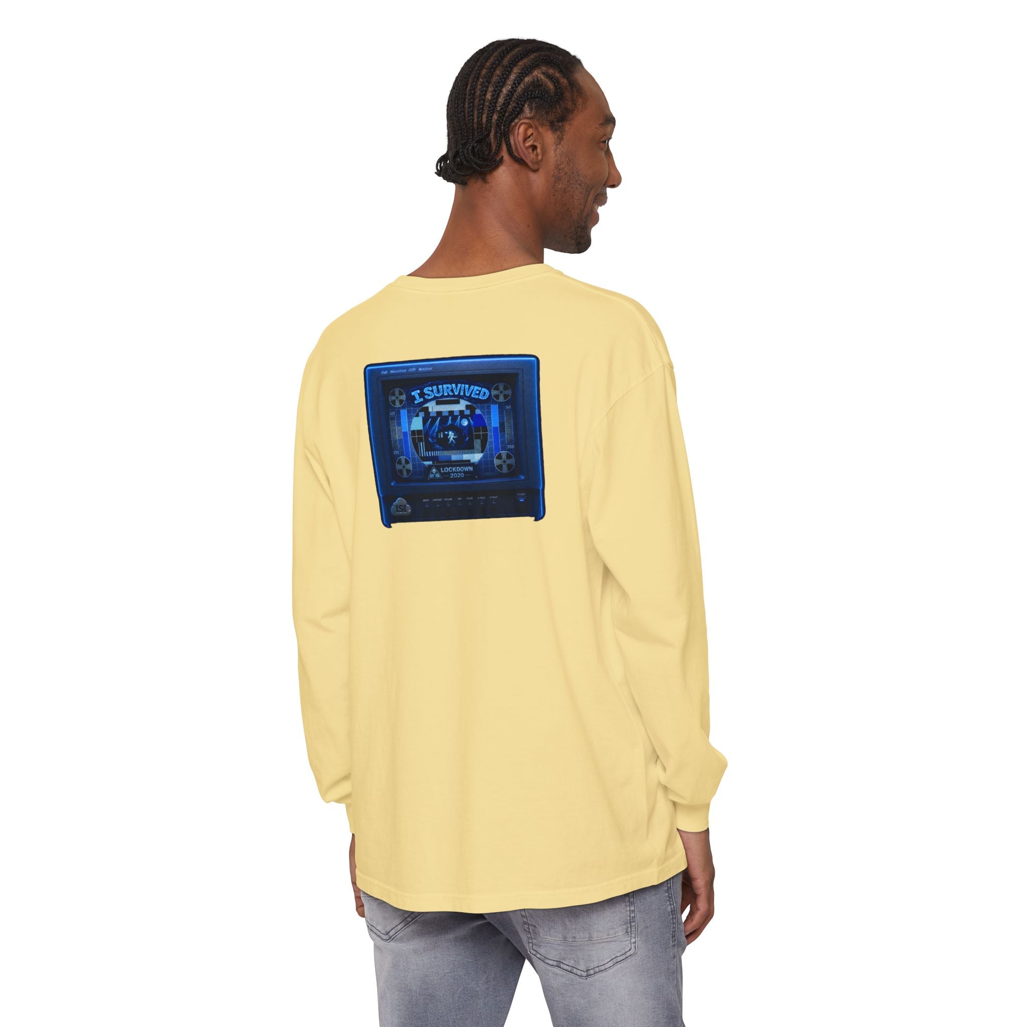 I Survived 2020 — "Please Stand By" Test Pattern Tee Lockdown Edition Summer Exclusive Unisex Garment-Dyed Long Sleeve T-Shirt