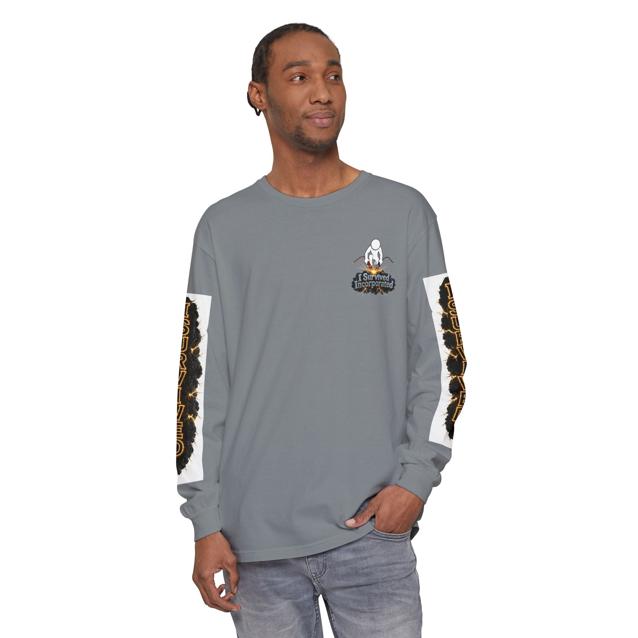 I Survived 2020 — "Please Stand By" Test Pattern Tee Special Edition Summer Premier Unisex Garment-Dyed Long Sleeve T-Shirt