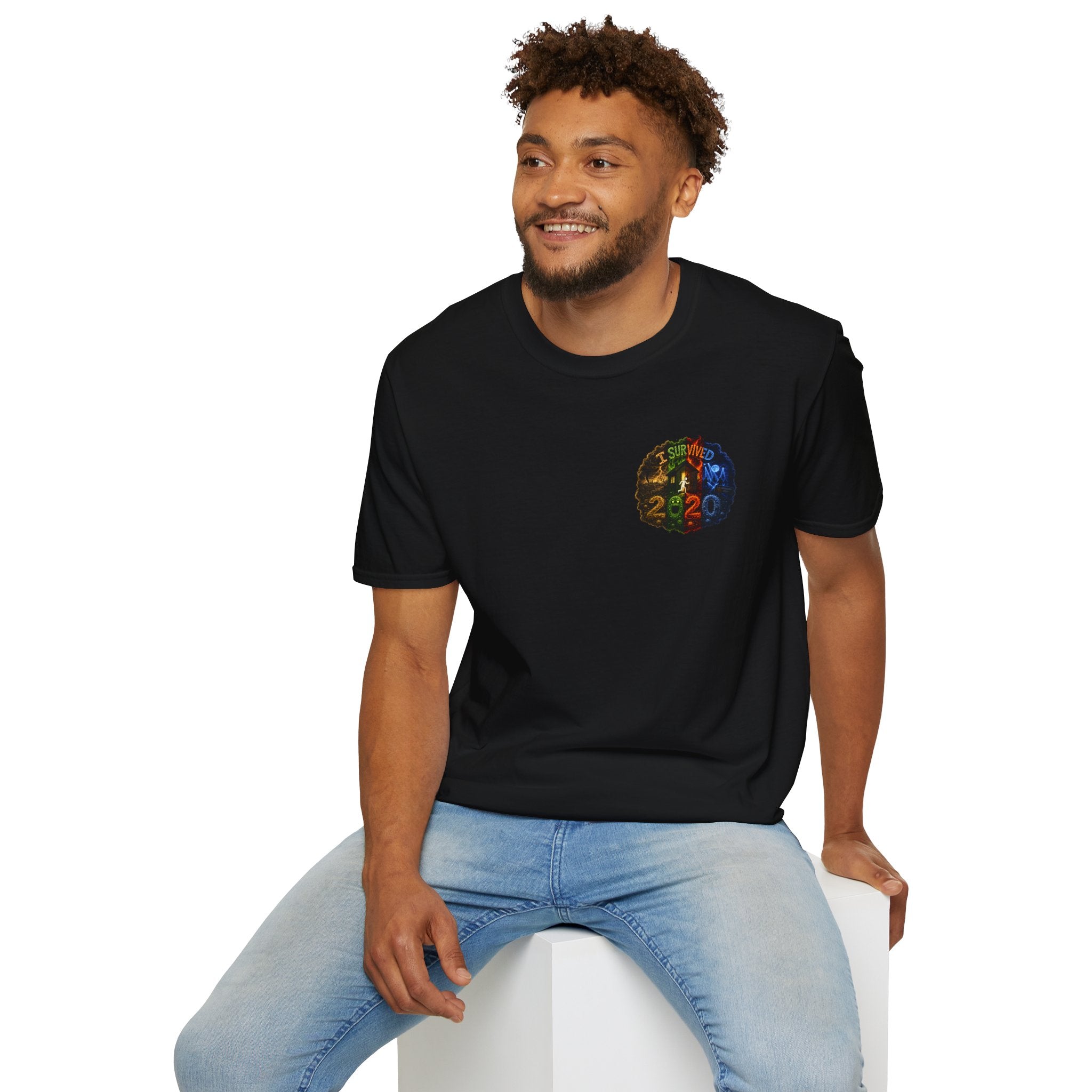 I Survived 2020 — "No Signal" Test Pattern Tee Alien Broadcast Finale Summer Premiere Unisex Softstyle T-Shirt
