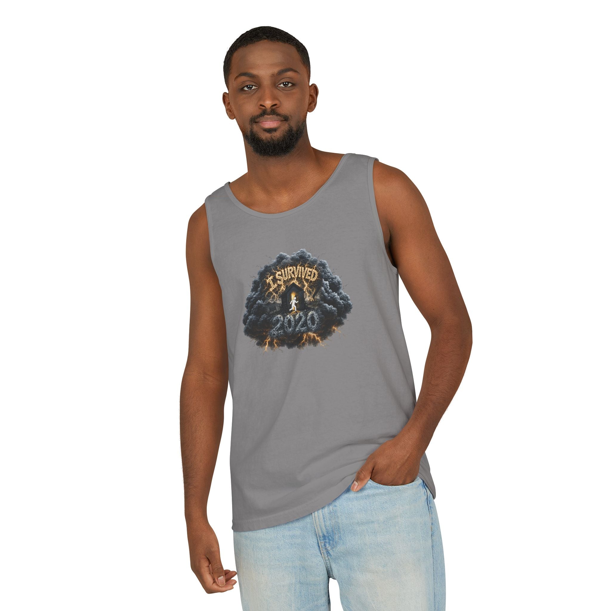I Survived 2020 — Original PILOT Design: Director's Cut Unisex Garment-Dyed Tank Top