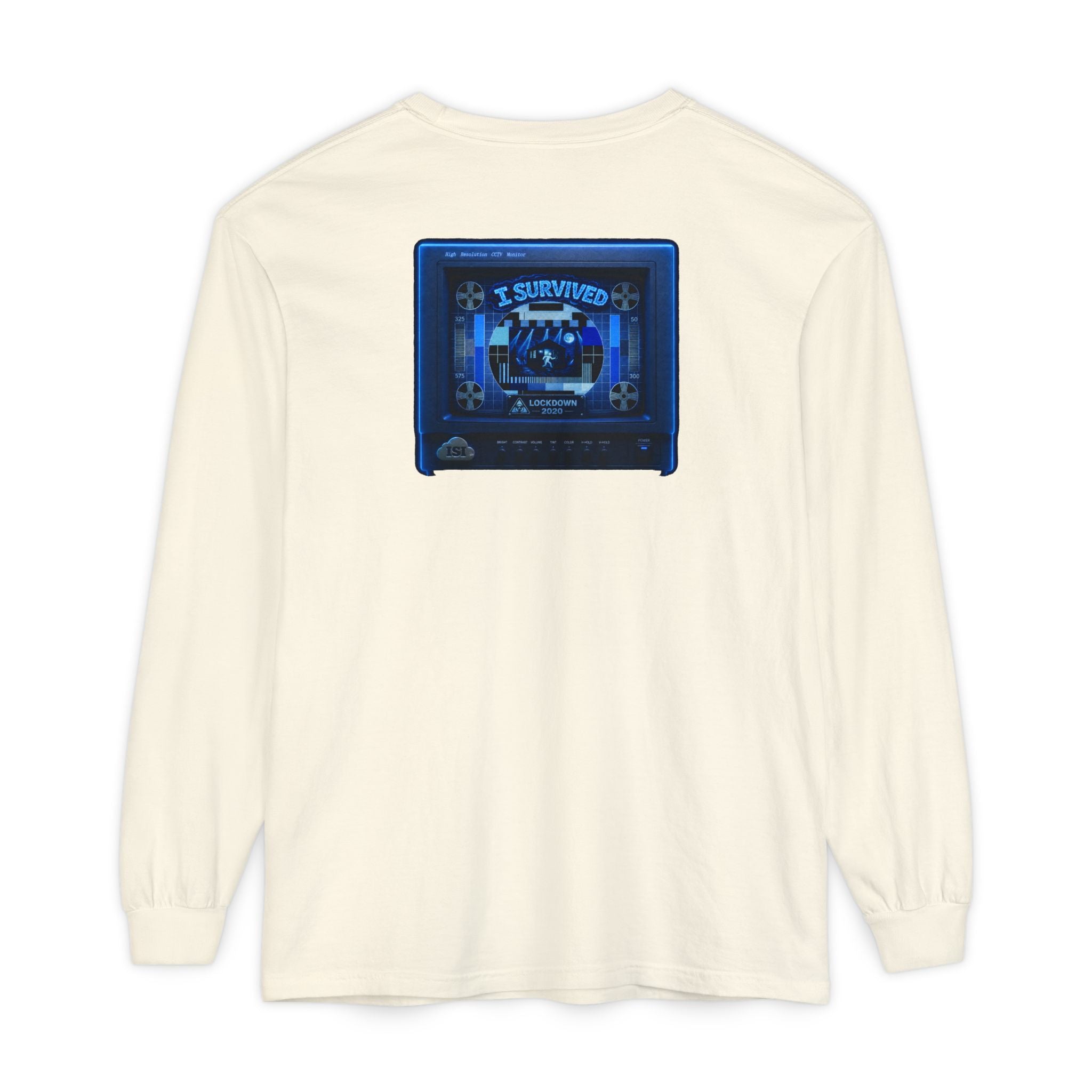 I Survived 2020 — "Please Stand By" Test Pattern Tee Lockdown Edition Summer Exclusive Unisex Garment-Dyed Long Sleeve T-Shirt