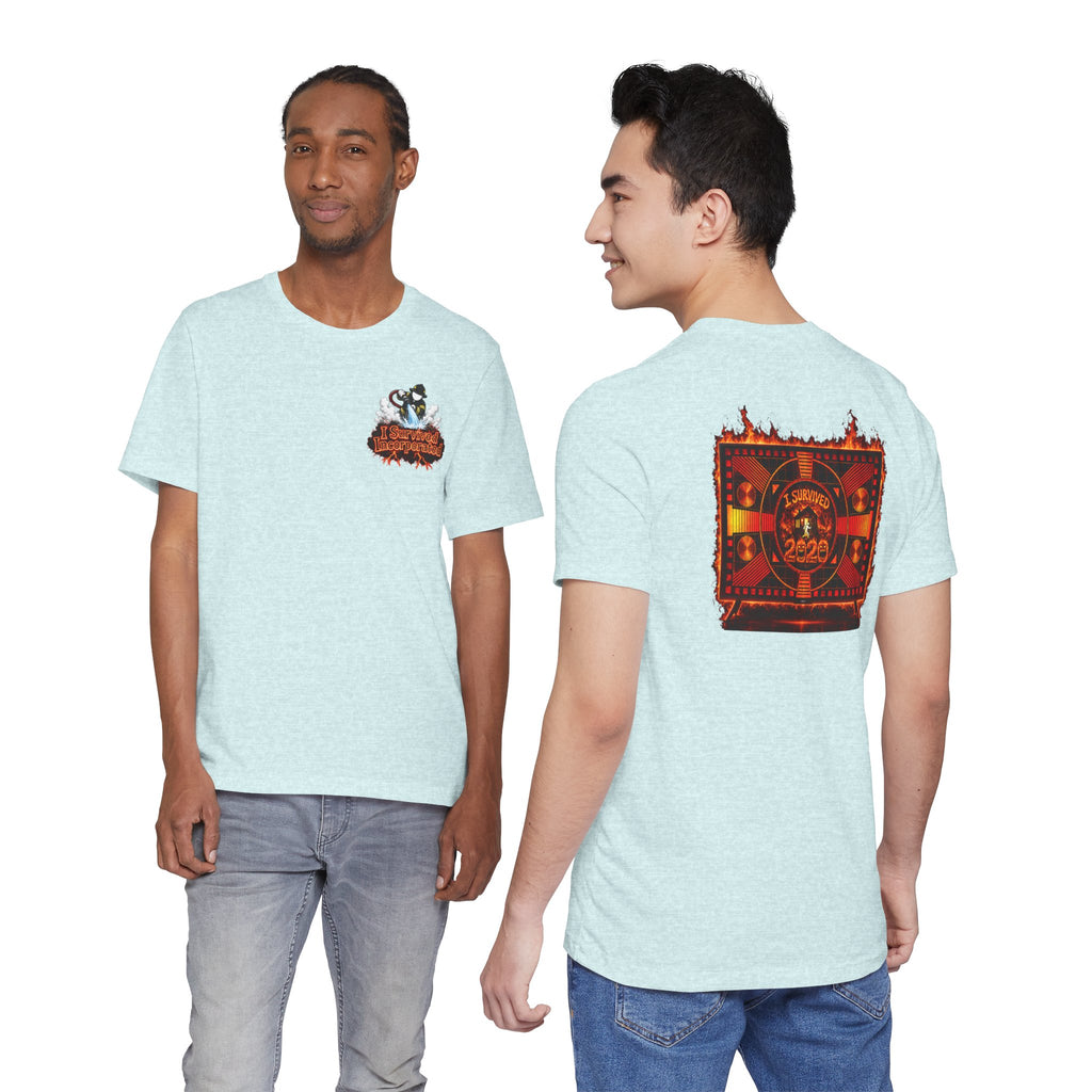 I Survived 2020 — "Please Stand By" Test Pattern Tee Wildfire Signal Edition Summer Premiere Unisex Jersey Short Sleeve Tee