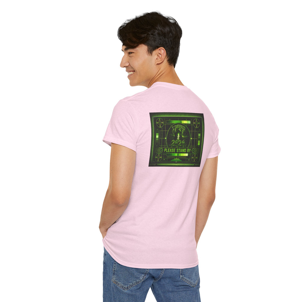 I Survived 2020 — "Please Stand By" Test Pattern Toxic Signal Tee Summer Premiere Unisex Heavy Cotton Tee