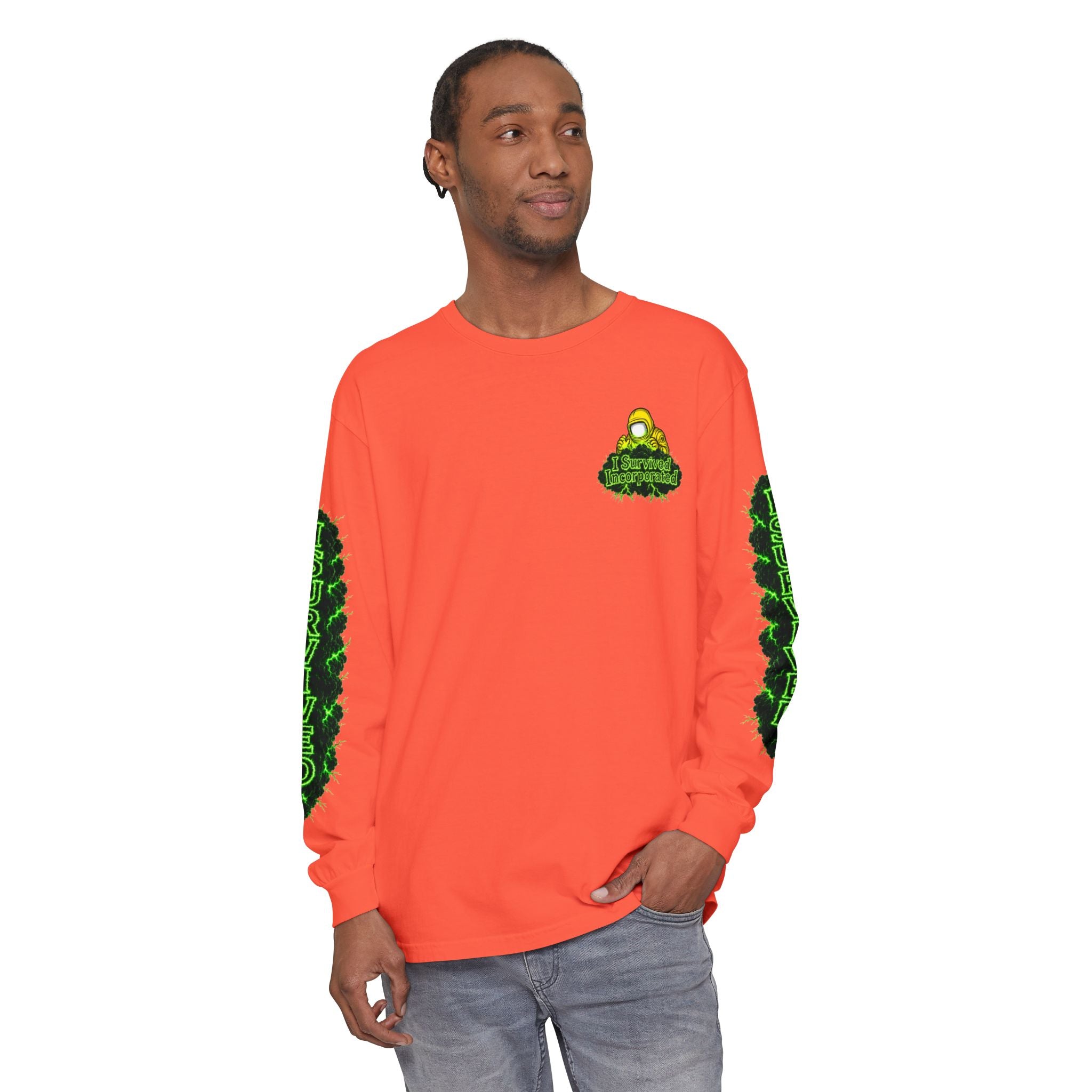 I Survived 2020 — "Please Stand By" Test Pattern Toxic Signal Tee Special Edition Summer Premiere Unisex Garment-Dyed Long Sleeve T-Shirt