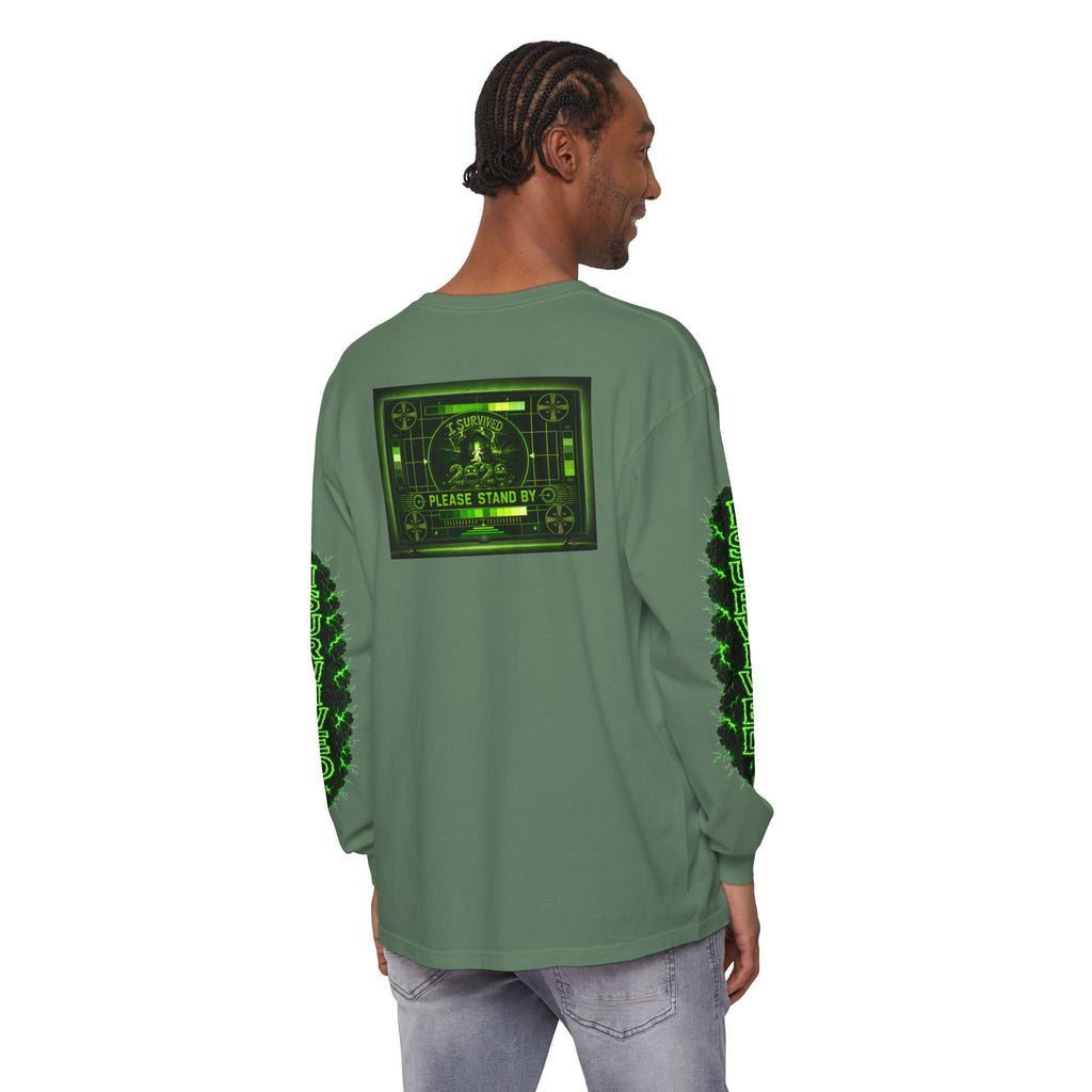 I Survived 2020 — "Please Stand By" Test Pattern Toxic Signal Tee Special Edition Summer Premiere Unisex Garment-Dyed Long Sleeve T-Shirt