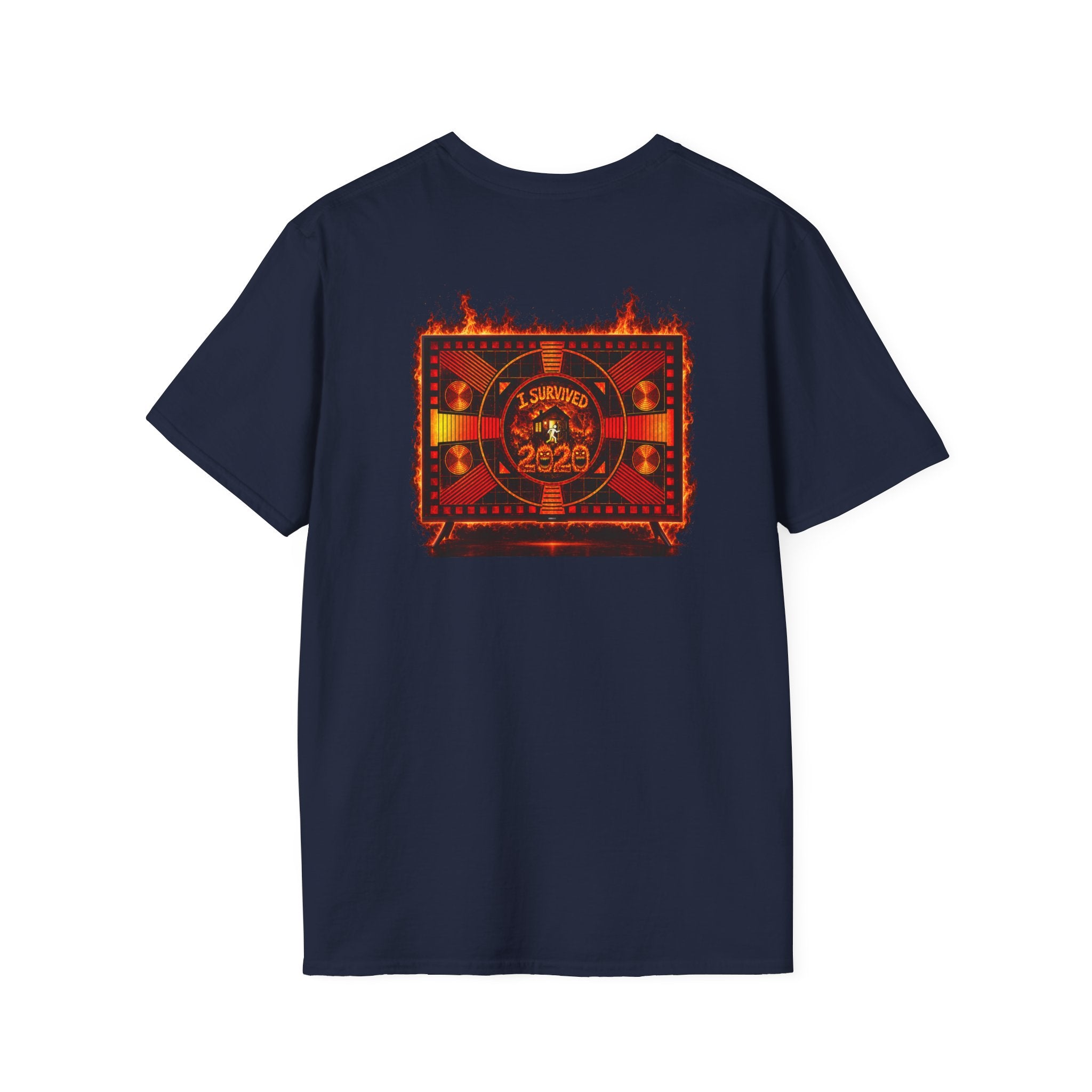 I Survived 2020 — "Please Stand By" Test Pattern Tee Wildfire Signal Edition Summer Premiere Unisex Softstyle T-Shirt