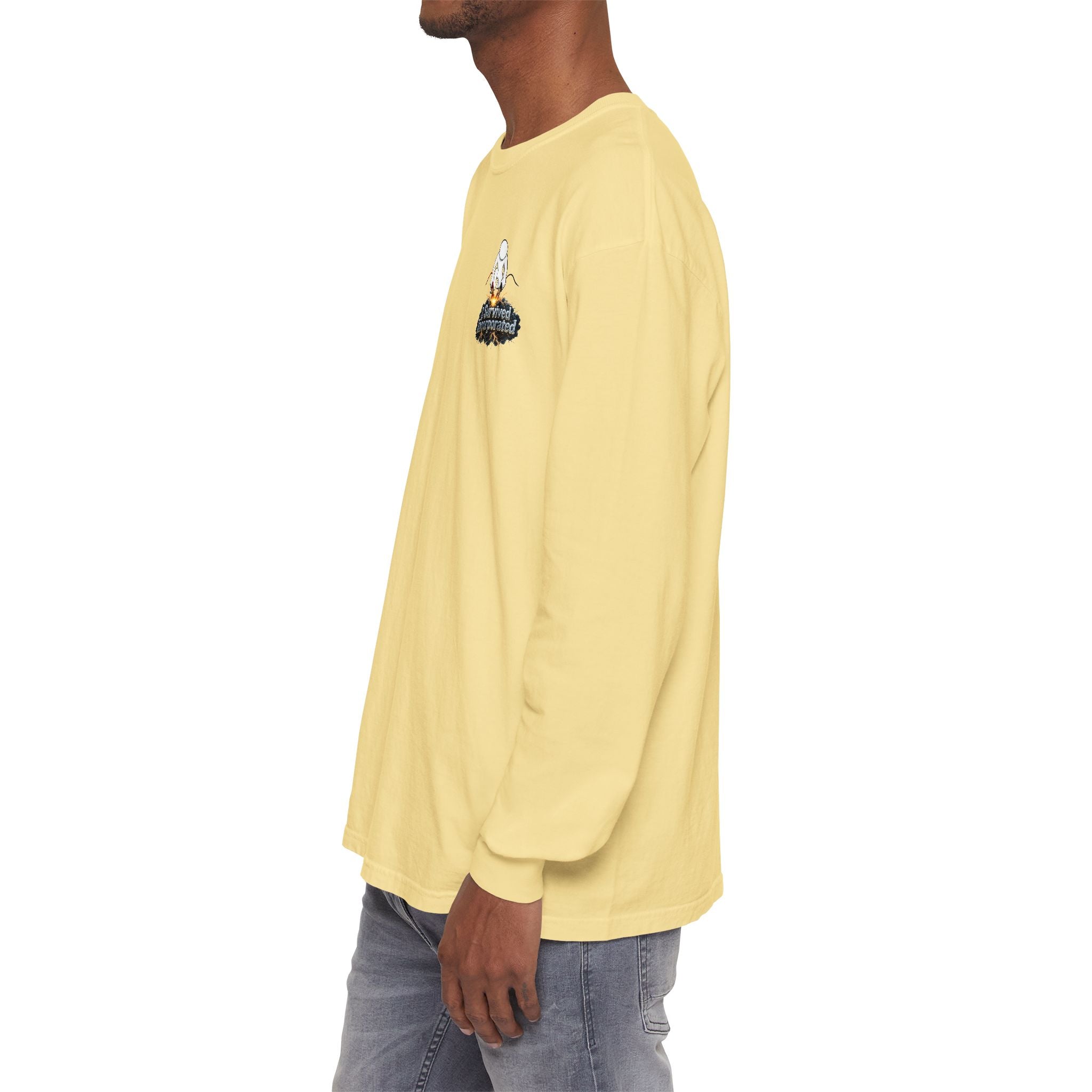 I Survived 2020 — "Please Stand By" Test Pattern Tee Summer Premier Unisex Garment-Dyed Long Sleeve T-Shirt