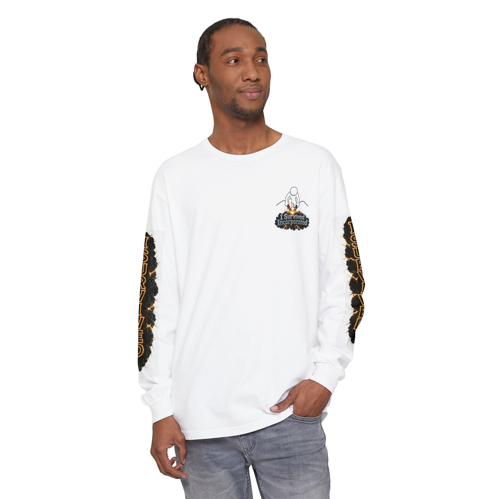 I Survived 2020 — "Please Stand By" Test Pattern Tee Special Edition Summer Premier Unisex Garment-Dyed Long Sleeve T-Shirt