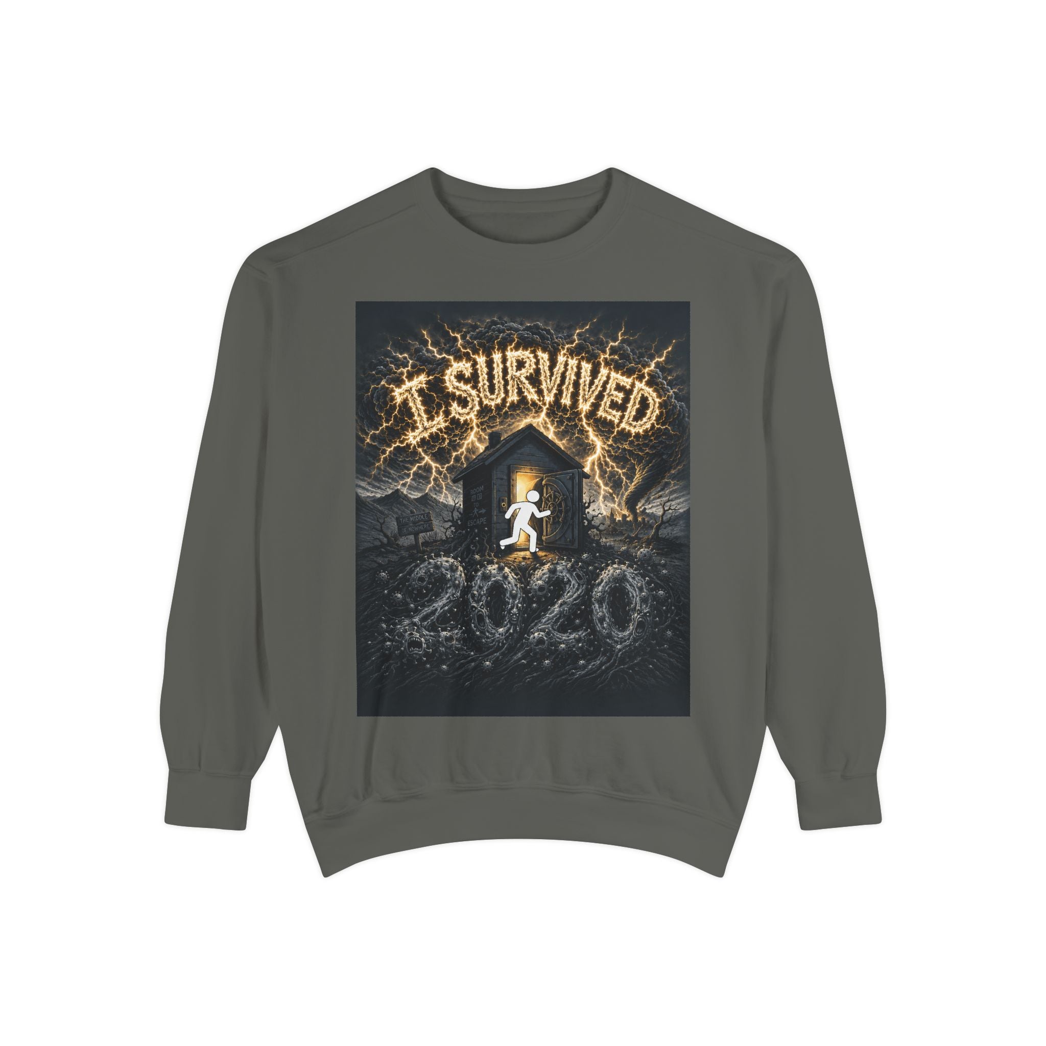 I Survived 2020 — Original Design Teaser Sweatshirt | Season 1 Premiere Drop Unisex Garment-Dyed Sweatshirt