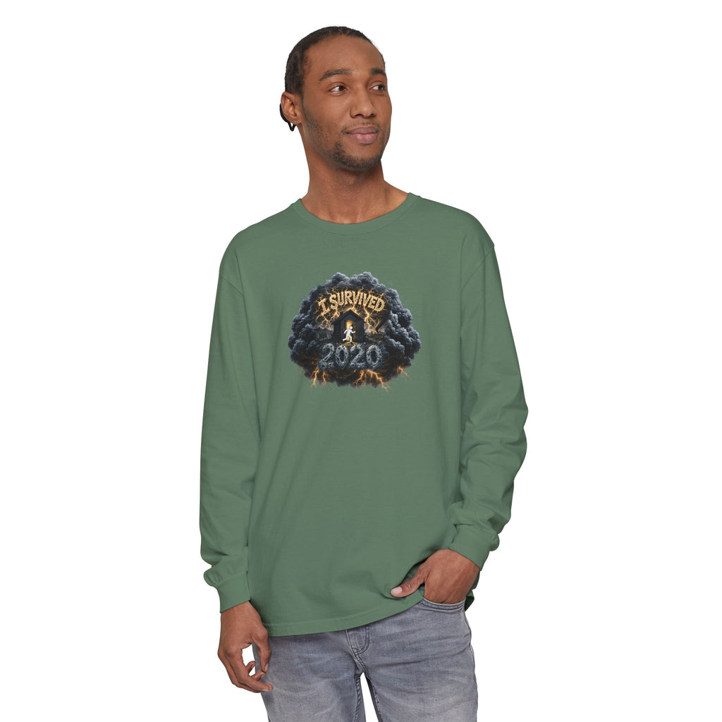 I Survived 2020 — Original PILOT Design: Director's Cut Unisex Garment-Dyed Long Sleeve T-Shirt