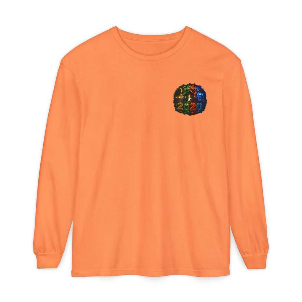 I Survived 2020 — "No Signal" Test Pattern Tee Alien Broadcast Finale Summer Premiere Garment-Dyed Long Sleeve T-Shirt