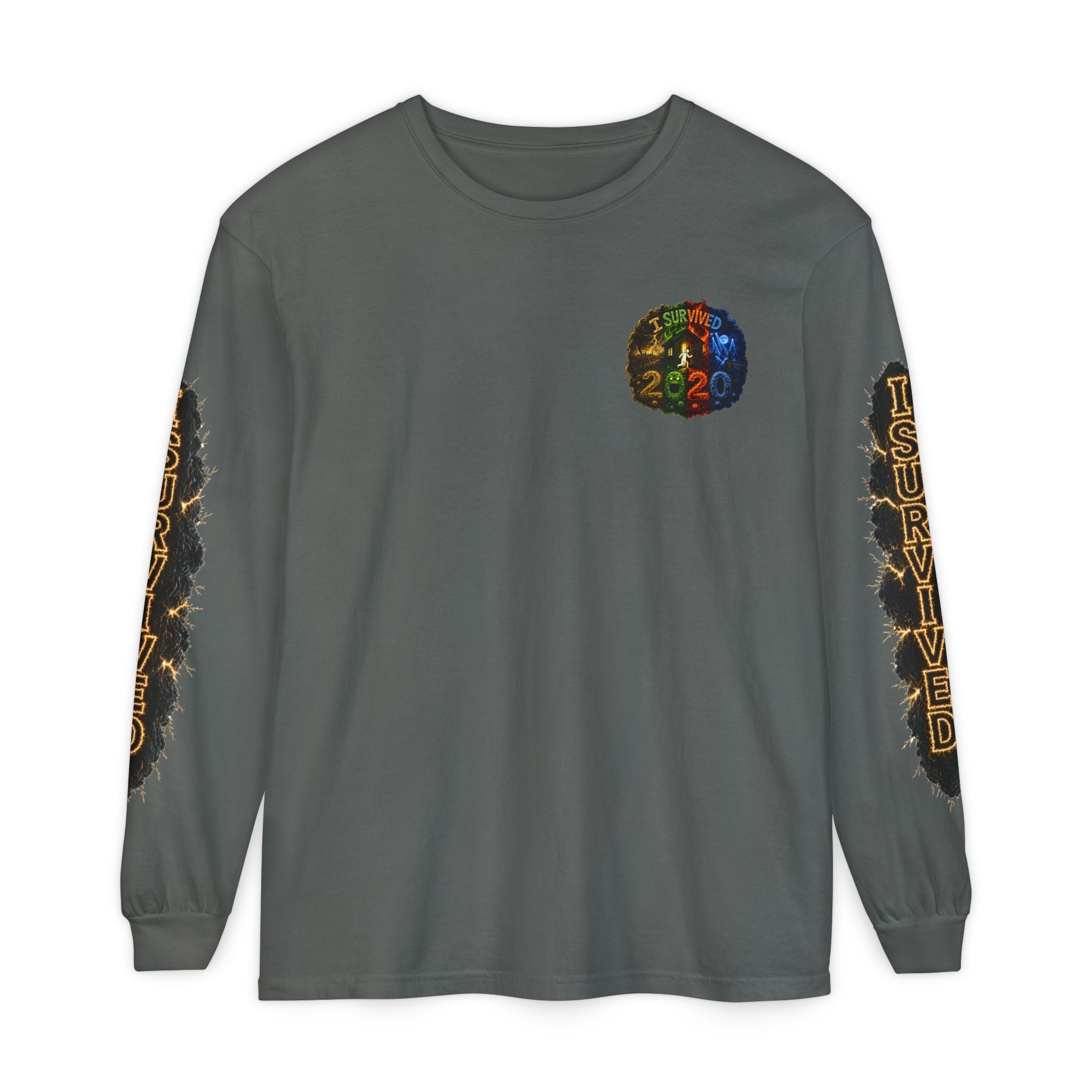 I Survived 2020 — "No Signal" Test Pattern Tee Special Edition Alien Broadcast Finale Summer Premiere Unisex Garment-Dyed Long Sleeve T-Shirt