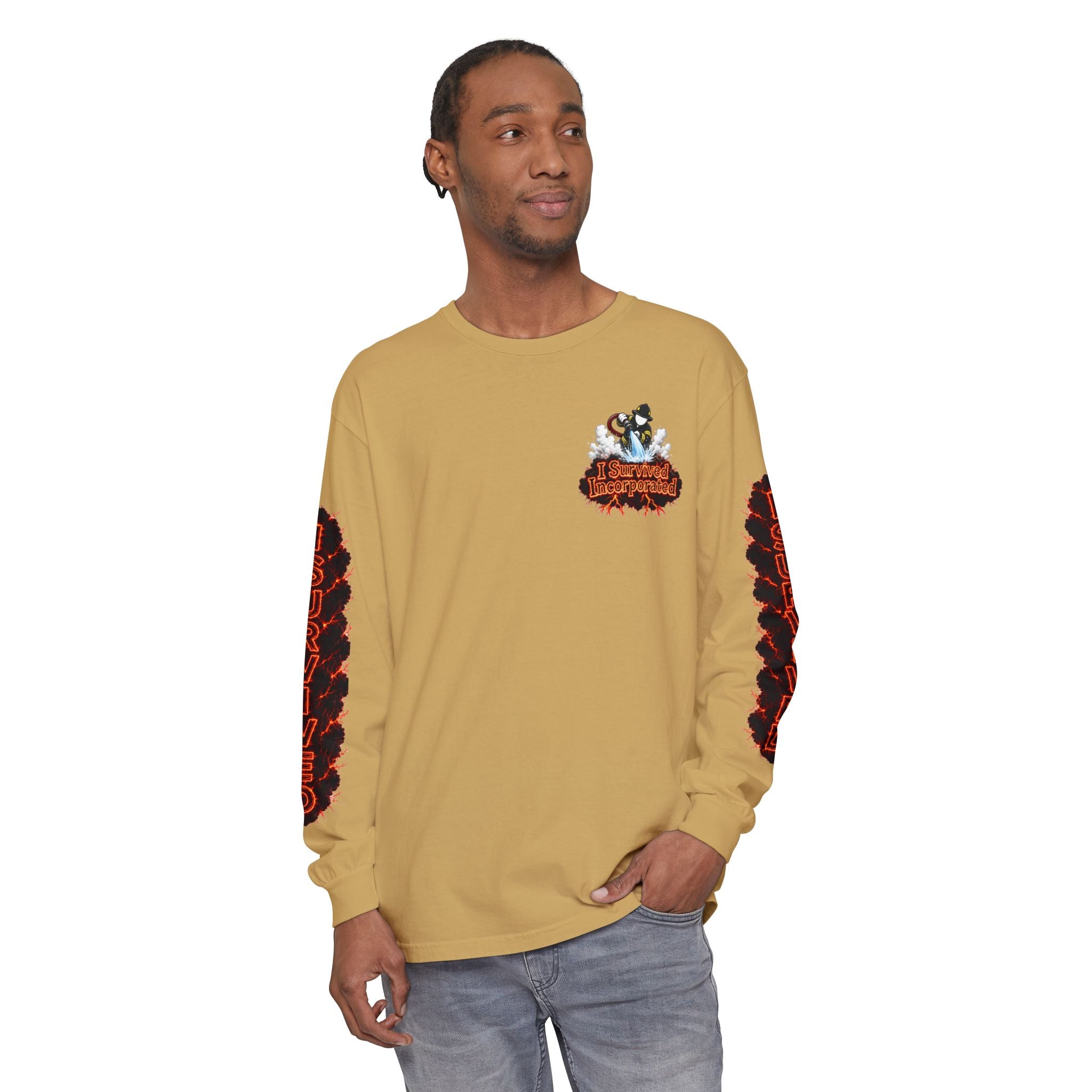 I Survived 2020 — "Please Stand By" Test Pattern Tee Special Edition Wildfire Signal Edition Summer Premiere Unisex Garment-Dyed Long Sleeve T-Shirt