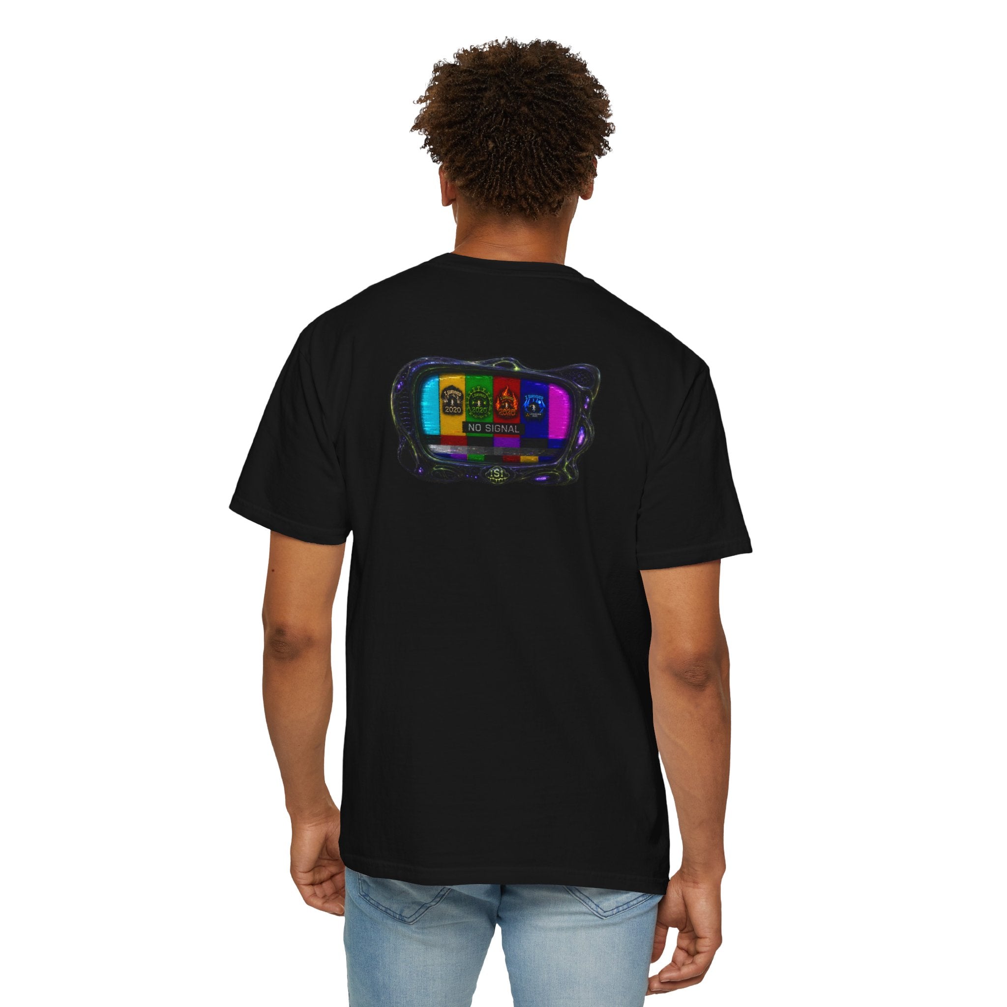 I Survived 2020 — "No Signal" Test Pattern Tee Alien Broadcast Finale Summer Premiere Unisex Garment-Dyed T-shirt