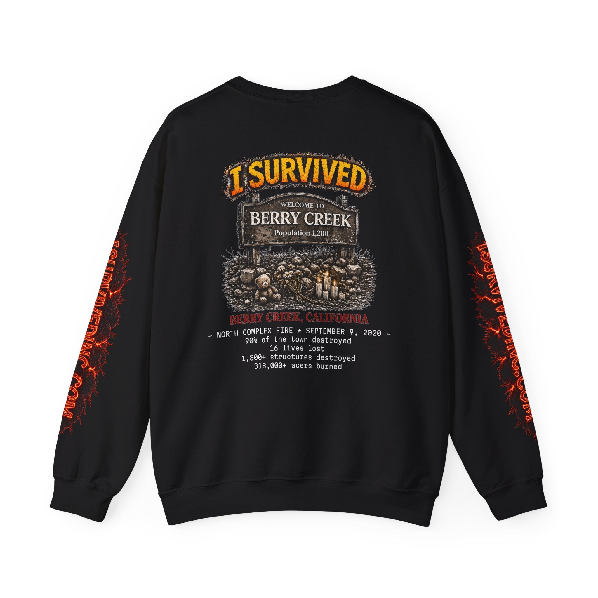 I Survived 2020 — S2:E1 "Berry Creek" | Wildfire Edition Memorial Unisex Heavy Blend™ Crewneck Sweatshirt