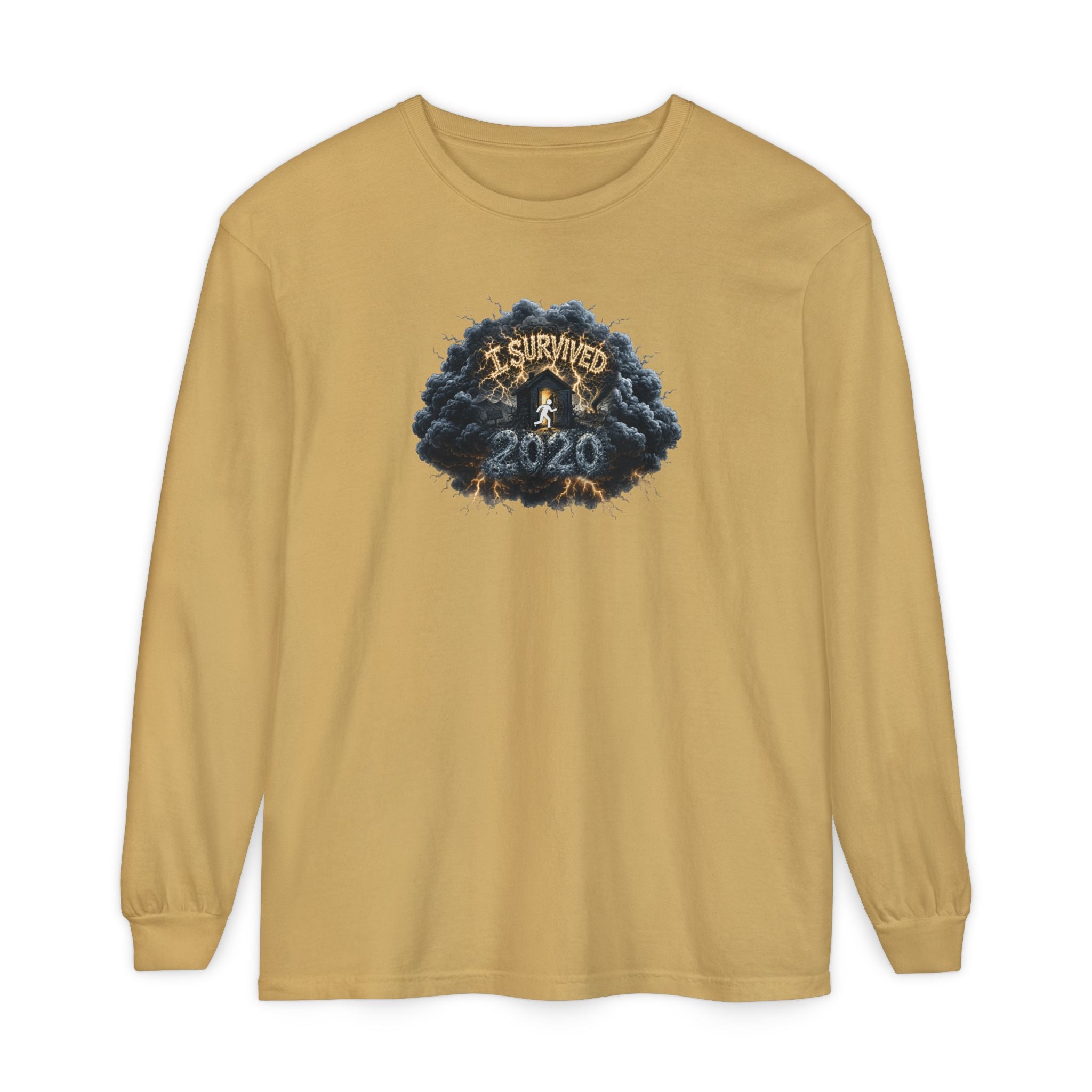 I Survived 2020 — Original PILOT Design: Director's Cut Unisex Garment-Dyed Long Sleeve T-Shirt