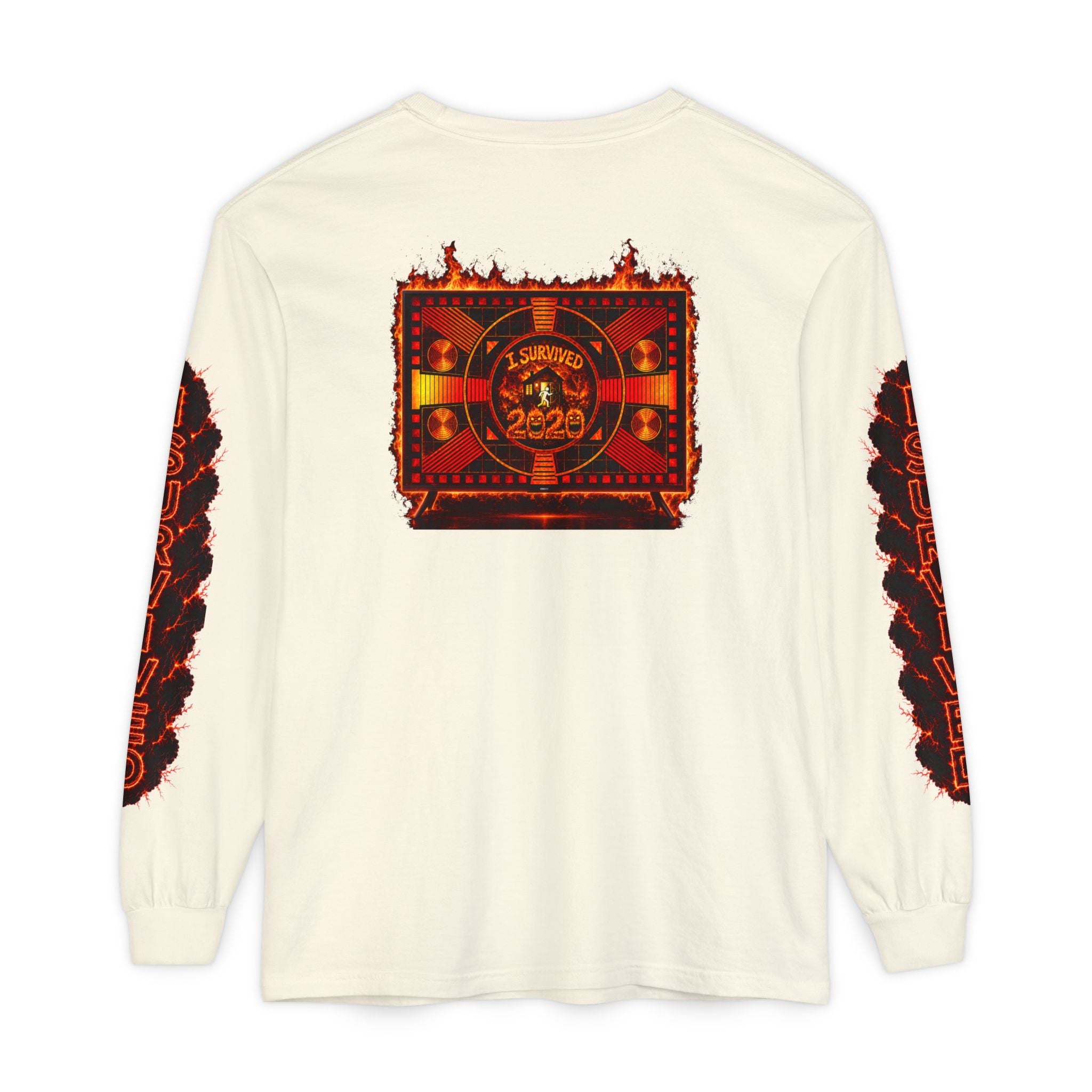 I Survived 2020 — "Please Stand By" Test Pattern Tee Special Edition Wildfire Signal Edition Summer Premiere Unisex Garment-Dyed Long Sleeve T-Shirt