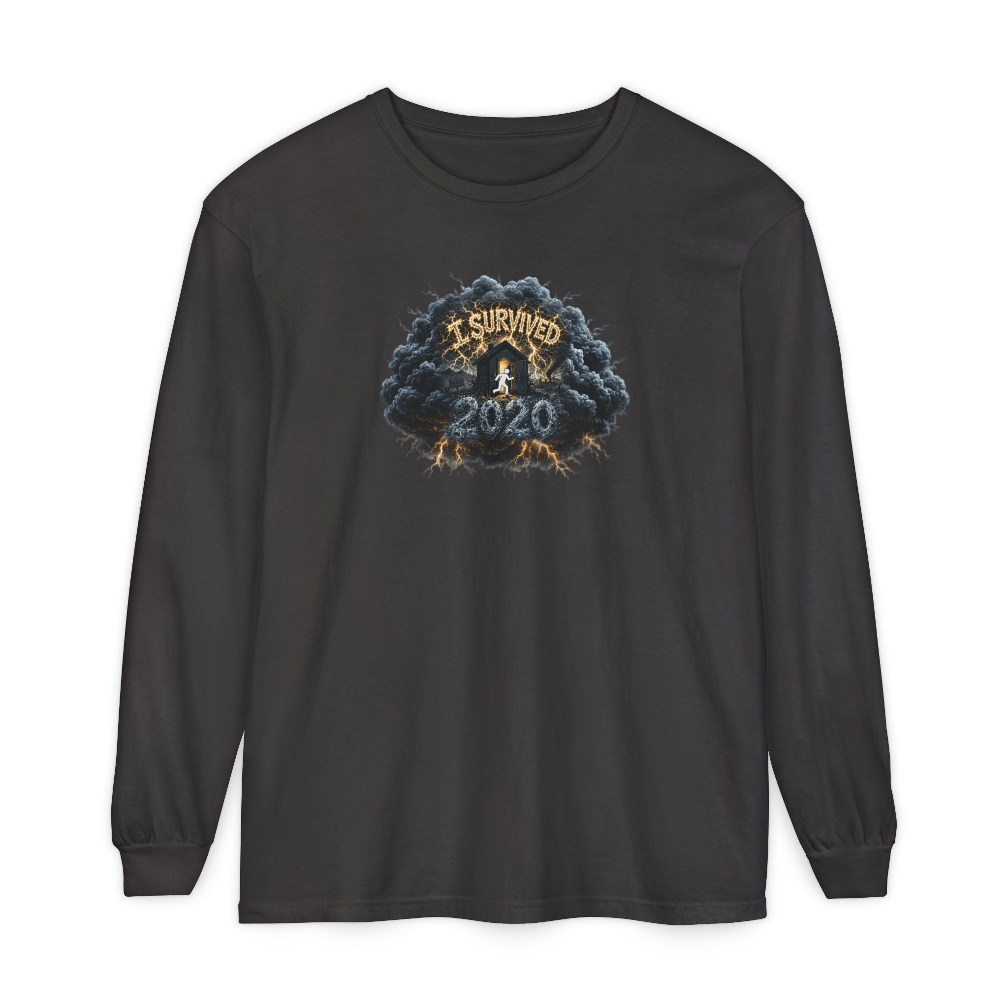 I Survived 2020 — Original PILOT Design: Director's Cut Unisex Garment-Dyed Long Sleeve T-Shirt