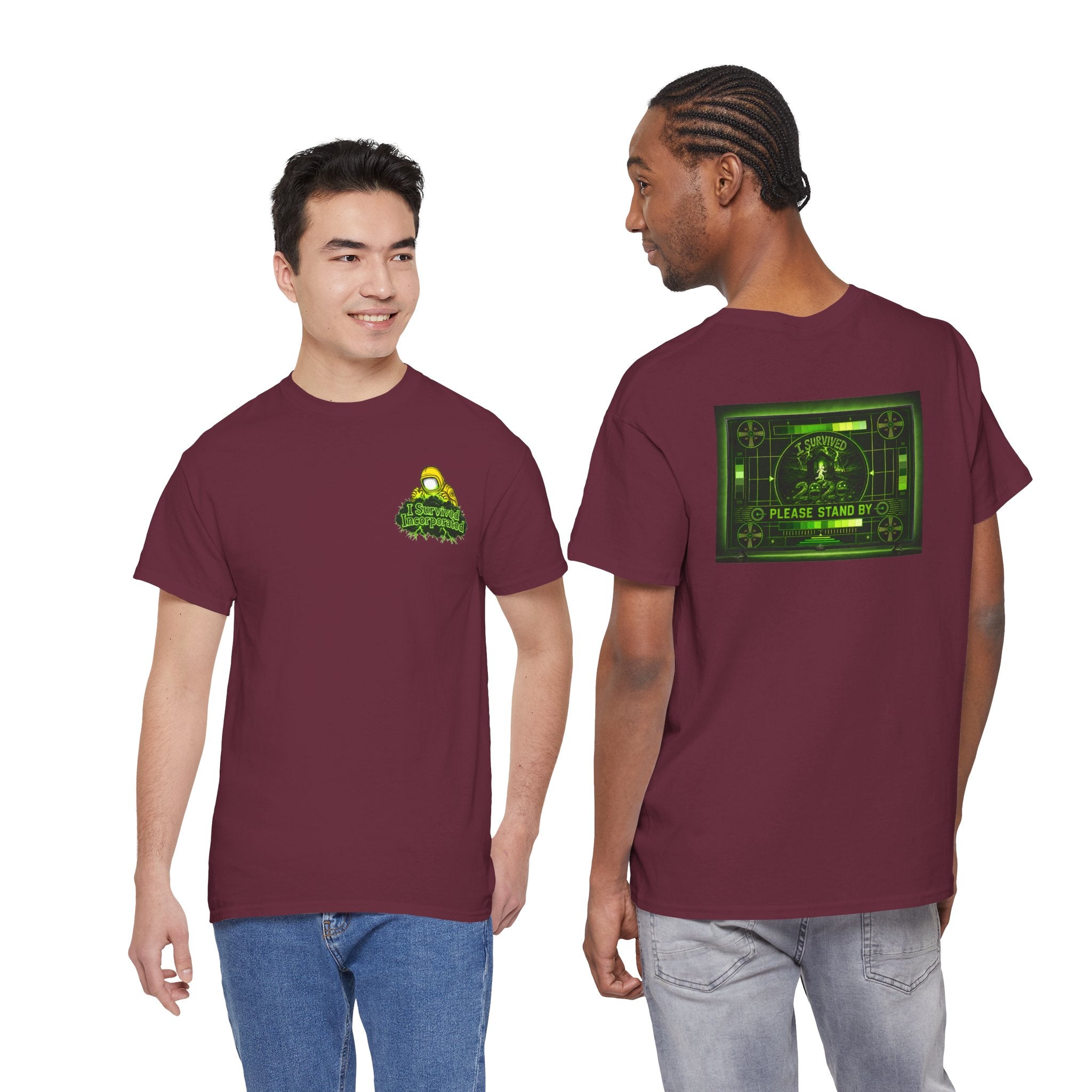 I Survived 2020 — "Please Stand By" Test Pattern Toxic Signal Tee Summer Premiere Unisex Heavy Cotton Tee
