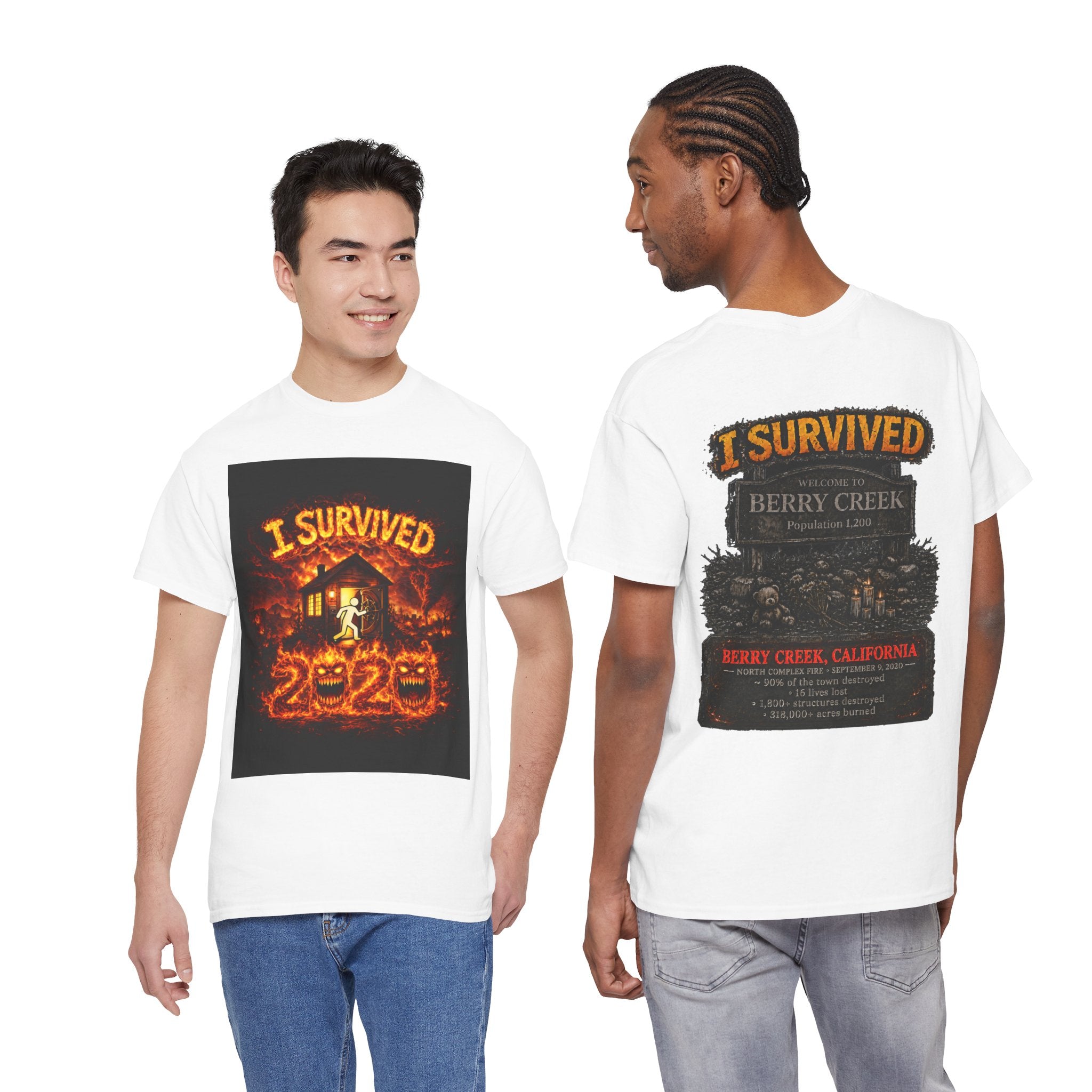 I Survived 2020 — WILDFIRES S2:E1: "Berry Creek" Memorial Unisex Heavy Cotton Tee