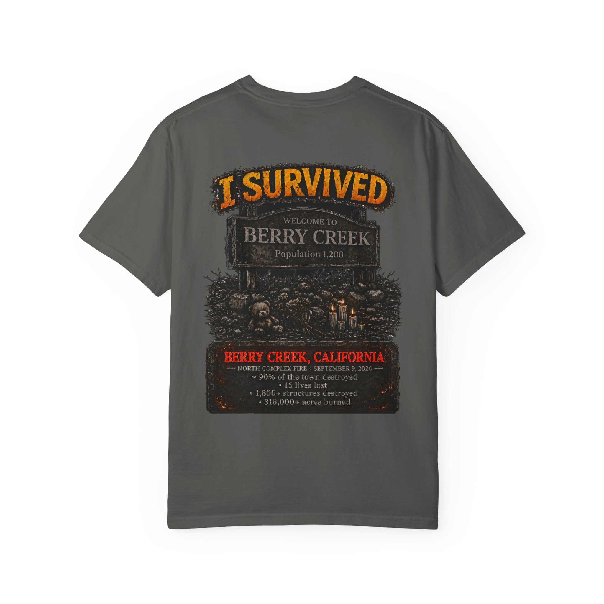 I Survived 2020 — Director's Cut S2:E1 "Berry Creek" | Wildfire Edition Memorial Unisex Garment-Dyed T-shirt