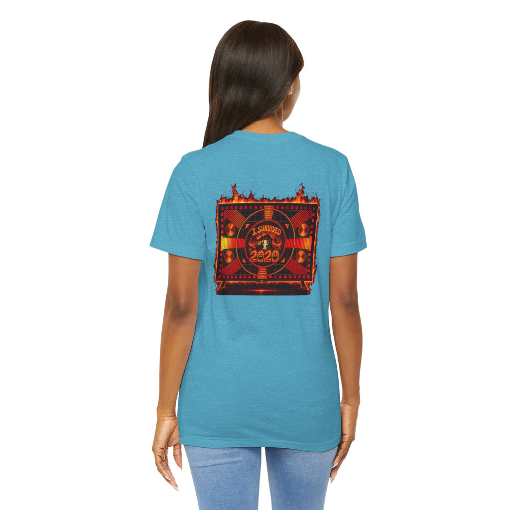I Survived 2020 — "Please Stand By" Test Pattern Tee Wildfire Signal Edition Summer Premiere Unisex Jersey Short Sleeve Tee