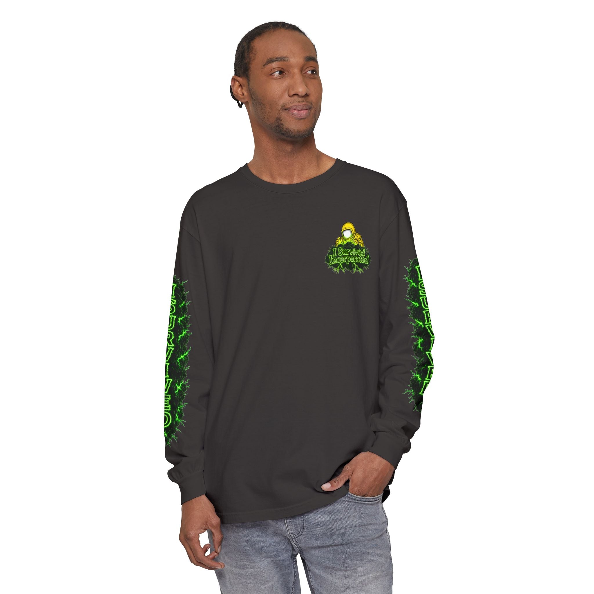 I Survived 2020 — "Please Stand By" Test Pattern Toxic Signal Tee Special Edition Summer Premiere Unisex Garment-Dyed Long Sleeve T-Shirt
