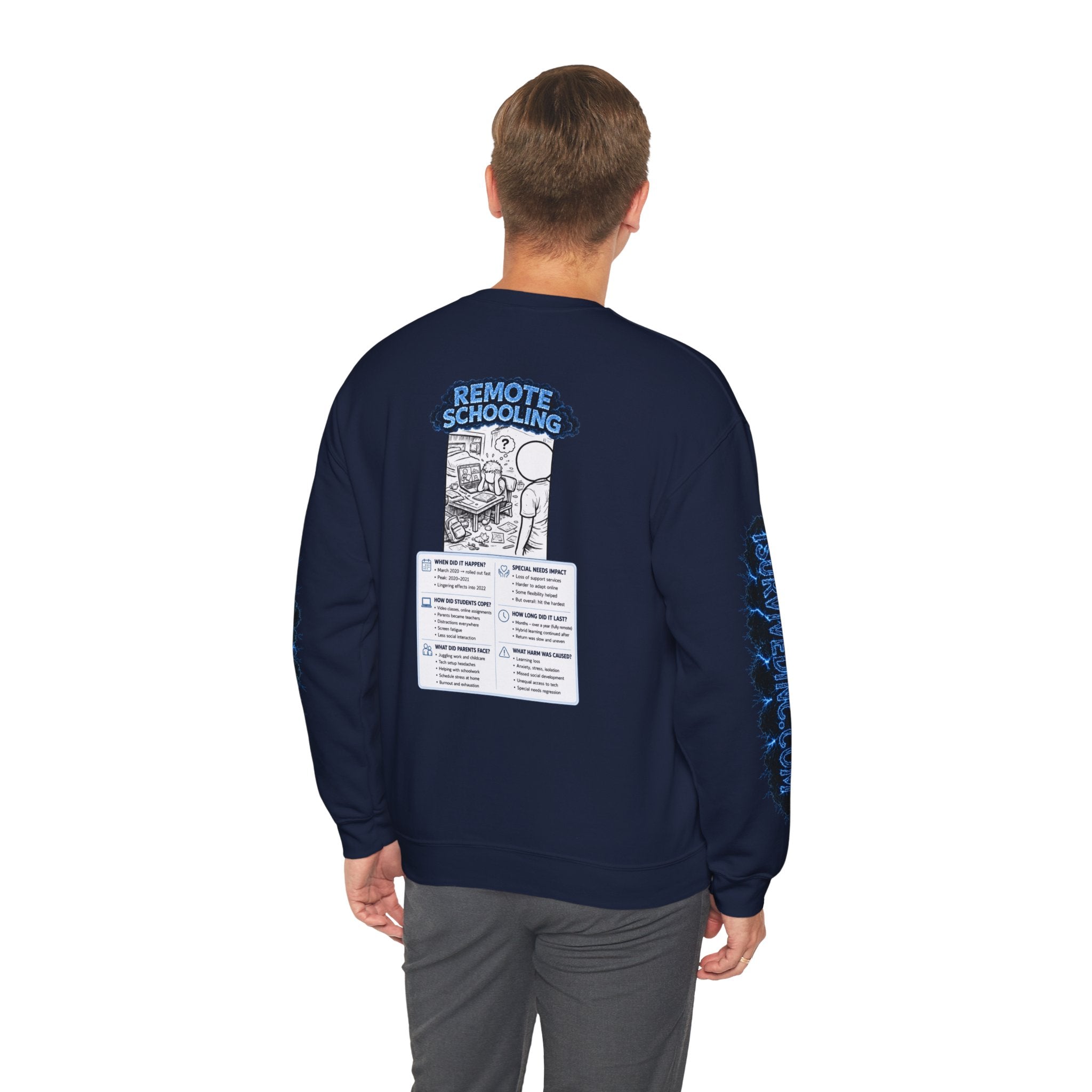 I Survived 2020 — LOCKDOWN S3:E3: Special Edition "Remote Schooling" Unisex Heavy Blend™ Crewneck Sweatshirt