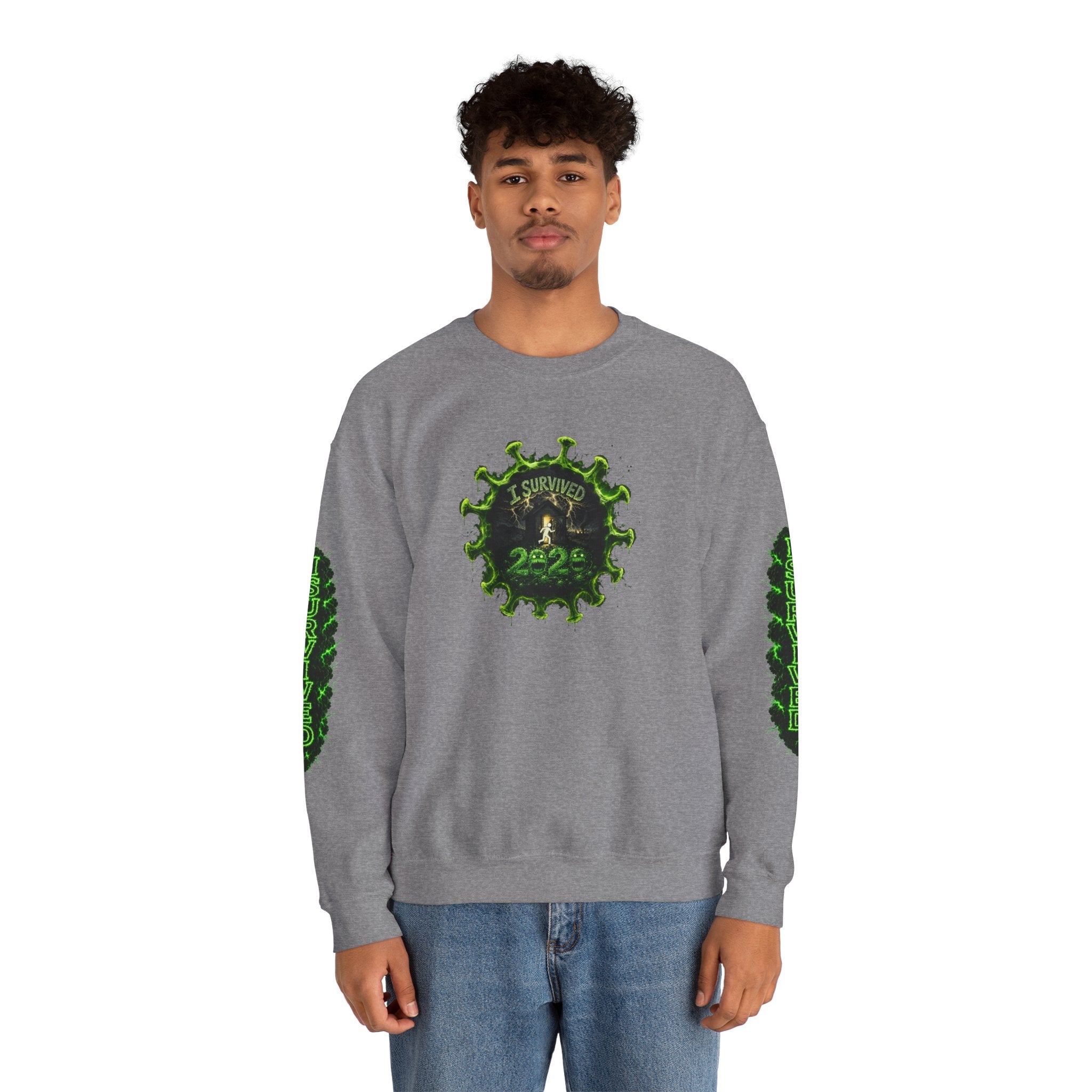 I Survived 2020 — PANDEMIC S1:E3: Director's Cut "The Jab!" Unisex Heavy Blend™ Crewneck Sweatshirt