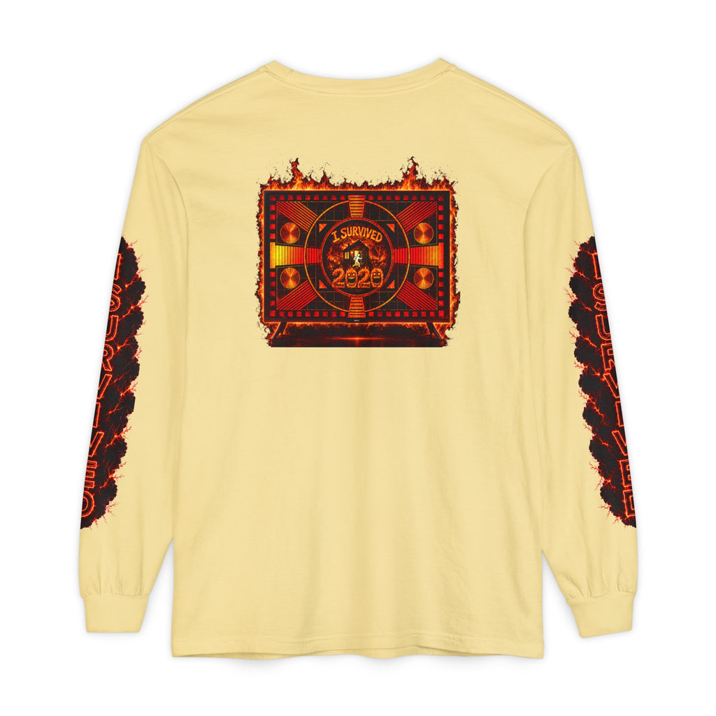 I Survived 2020 — "Please Stand By" Test Pattern Tee Special Edition Wildfire Signal Edition Summer Premiere Unisex Garment-Dyed Long Sleeve T-Shirt
