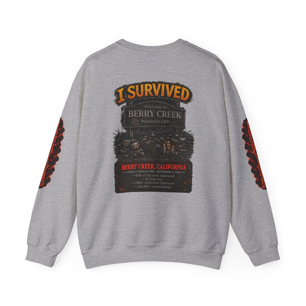 I Survived 2020 — Director's Cut S2:E1 "Berry Creek" | Wildfire Edition Memorial Unisex Heavy Blend™ Crewneck Sweatshirt